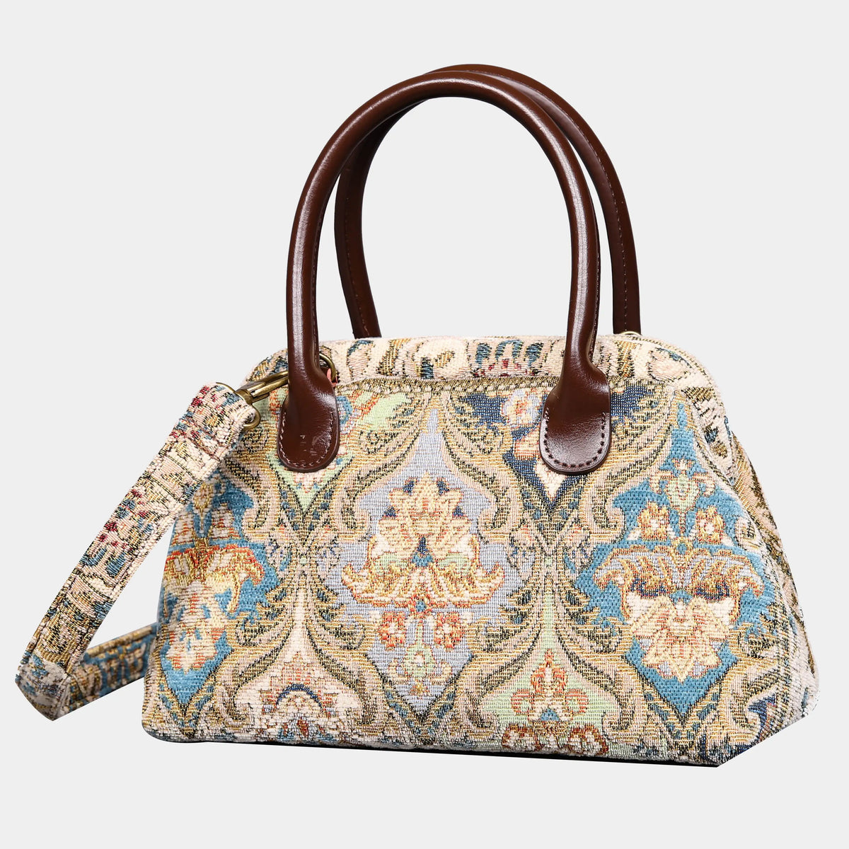 Golden Age Blue Carpet Satchel carpet bag MCW Handmade of America front