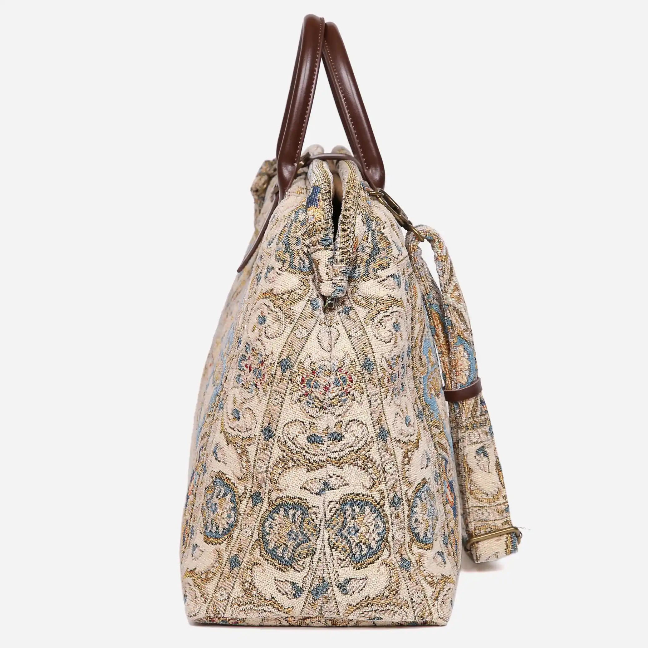 Golden Age Blue Mary Poppins Weekender Carpetbag side
