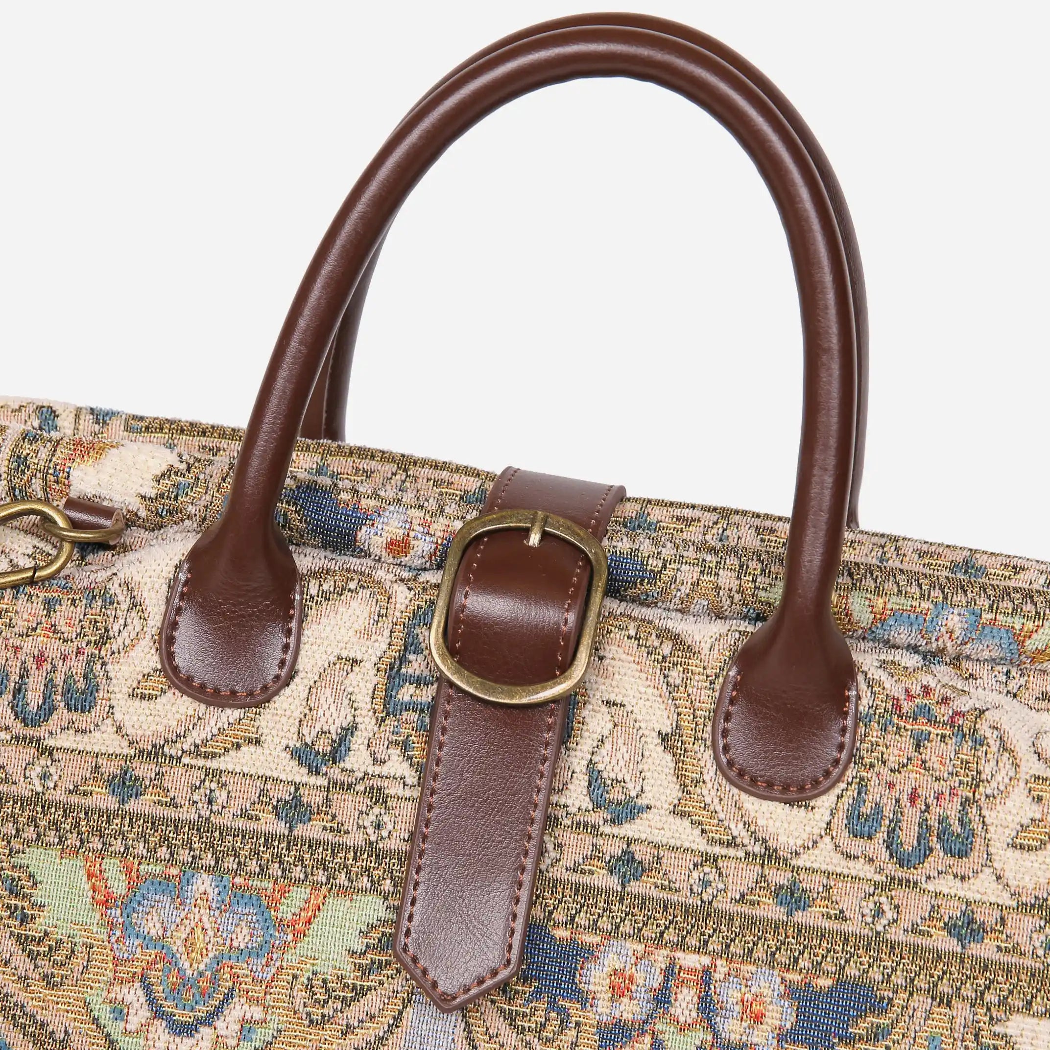 Golden Age Blue Mary Poppins Weekender Carpetbag buckle