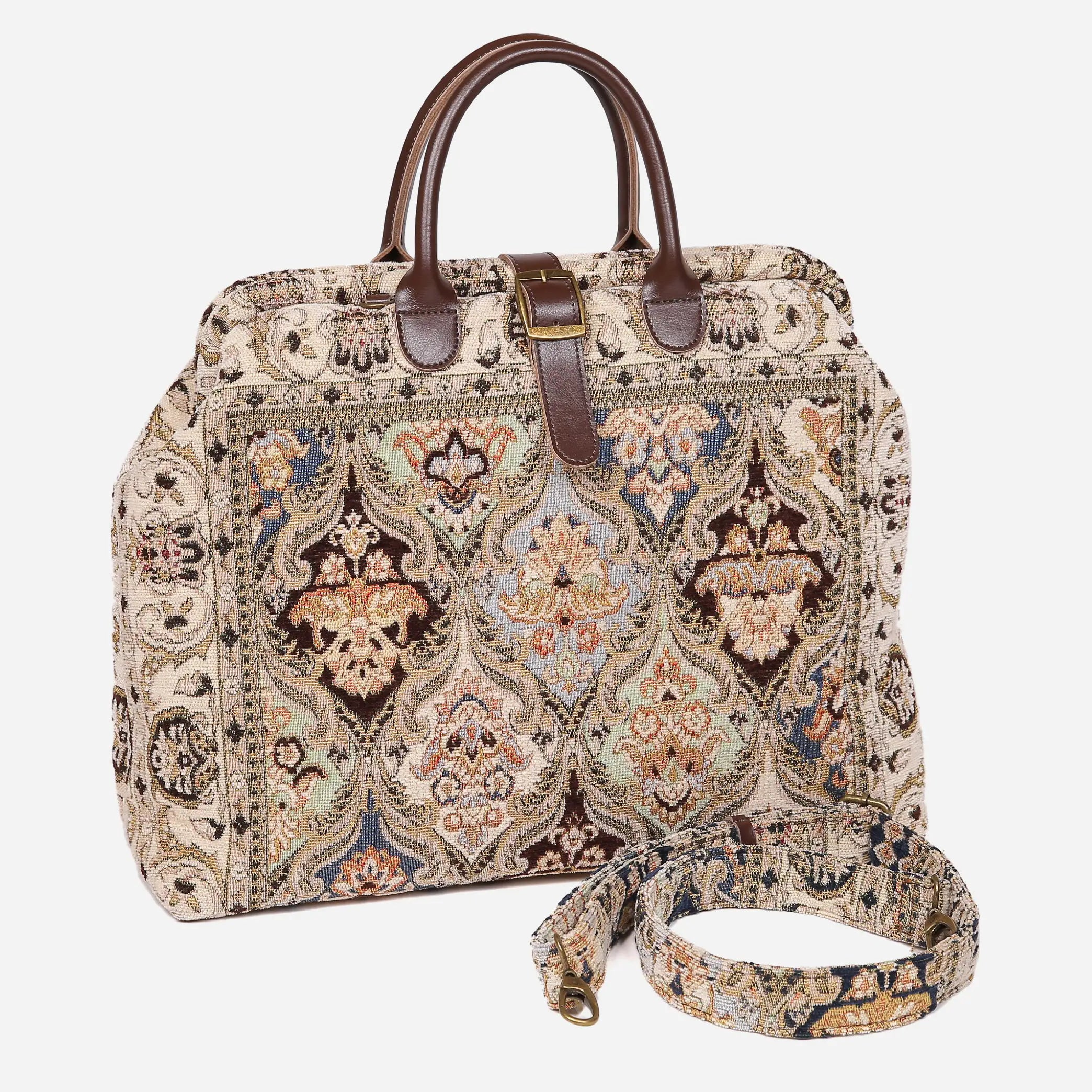 Golden Age Navy Mary Poppins Weekender Carpetbag of America with shoulder strap