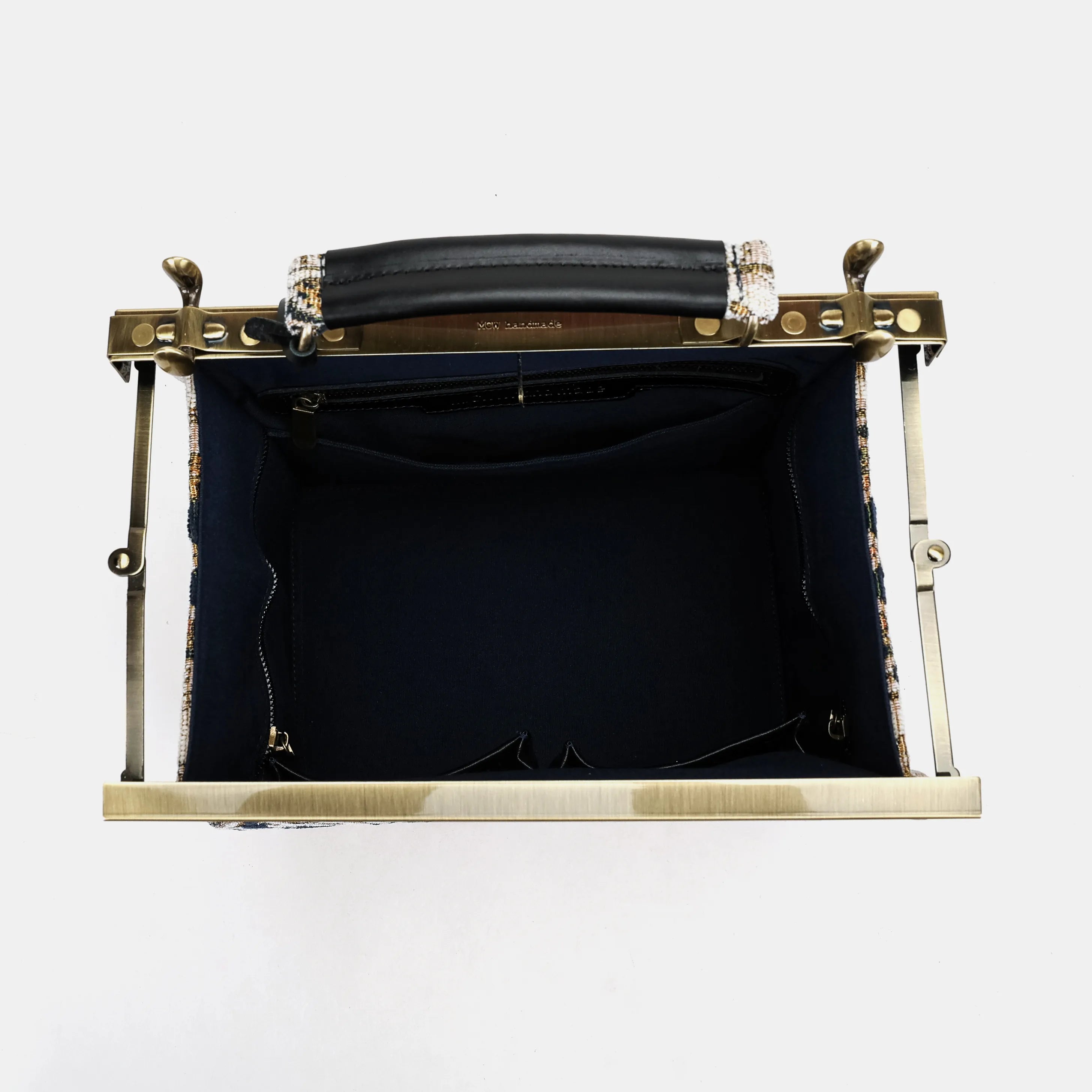 Golden Age Navy Vivienne Carpet Purse Gladstone Bag of America inside