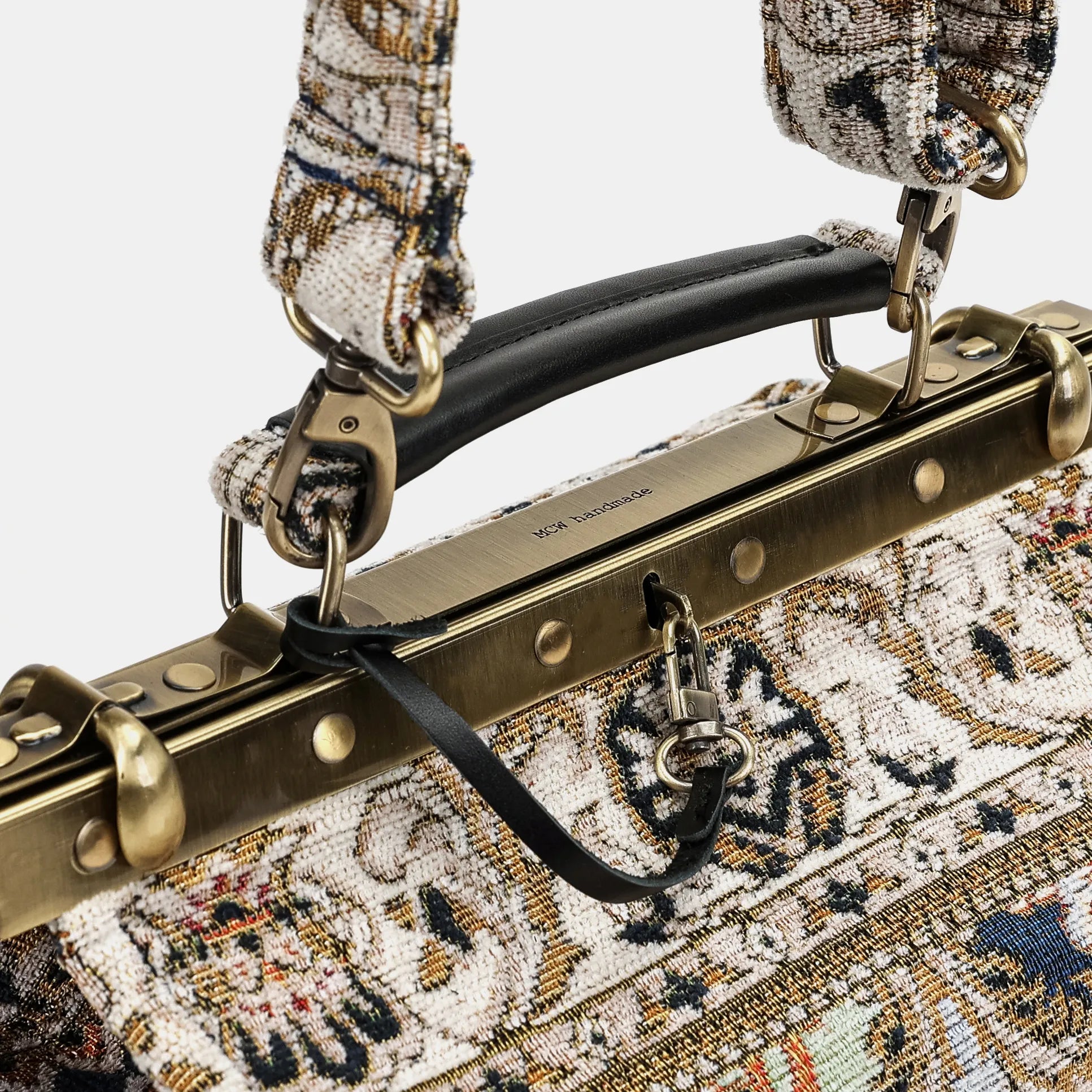 Golden Age Navy Vivienne Carpet Purse Gladstone Bag of America handle