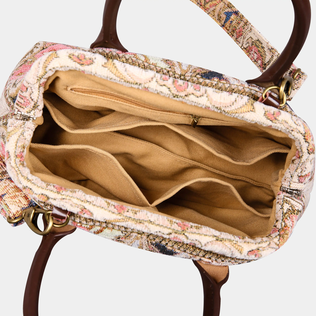 Golden Age Pink Carpet Satchel carpet bag MCW Handmade of America open