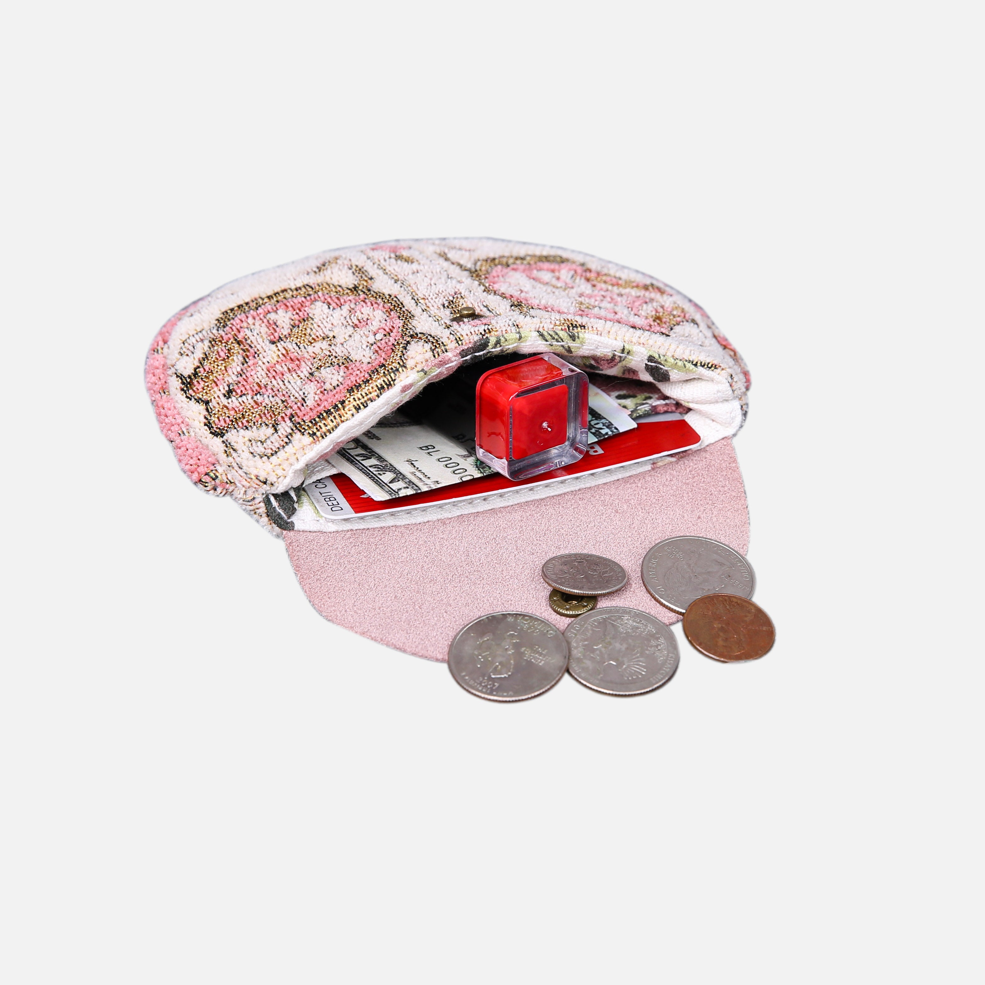 Golden Age Pink Flap Coin Purse MCW Handmade lay falt