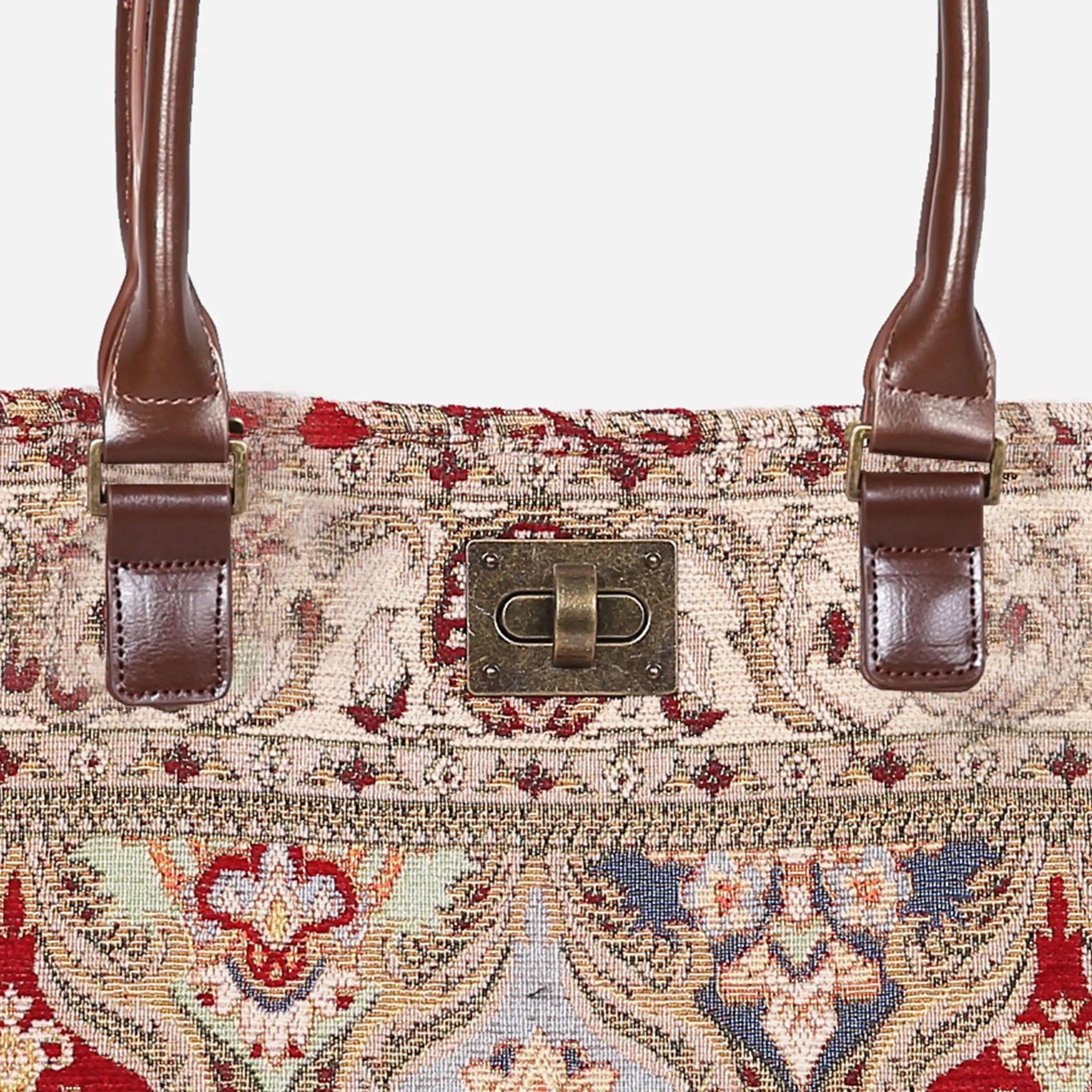 Golden Age Red Carpet Tote Shopper Carpetbag of America closure