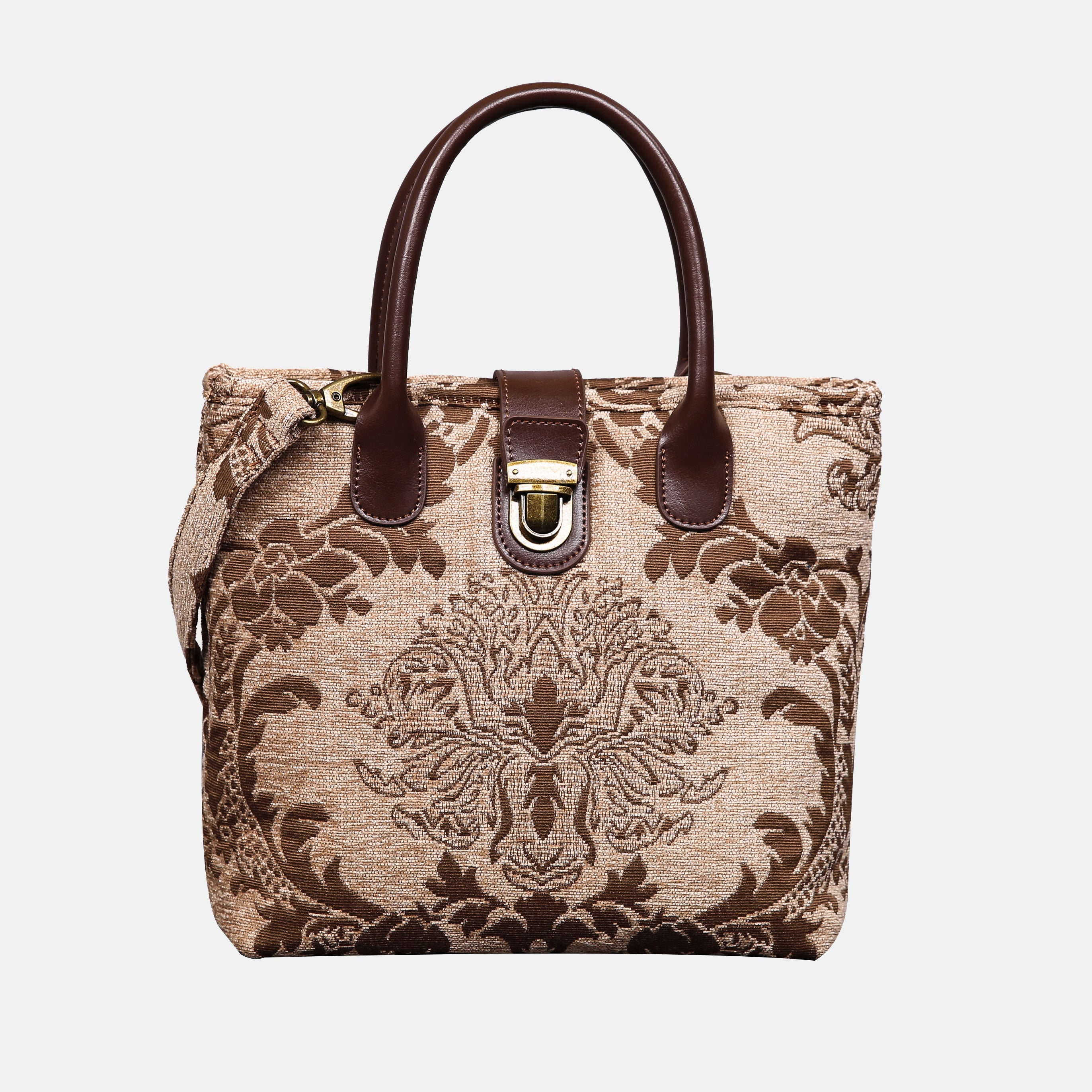 Griccia Camel Tuck Lock Carpet Satchel Carpetbag of America front
