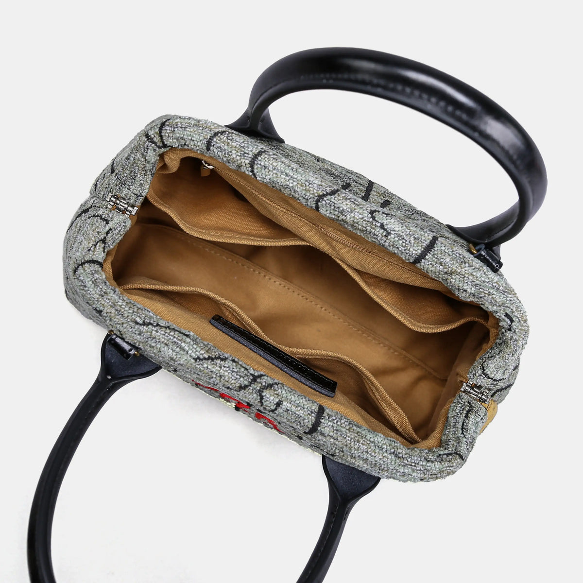 Here Be Dragons Carpet Satchel carpet bag MCW Handmade of America open