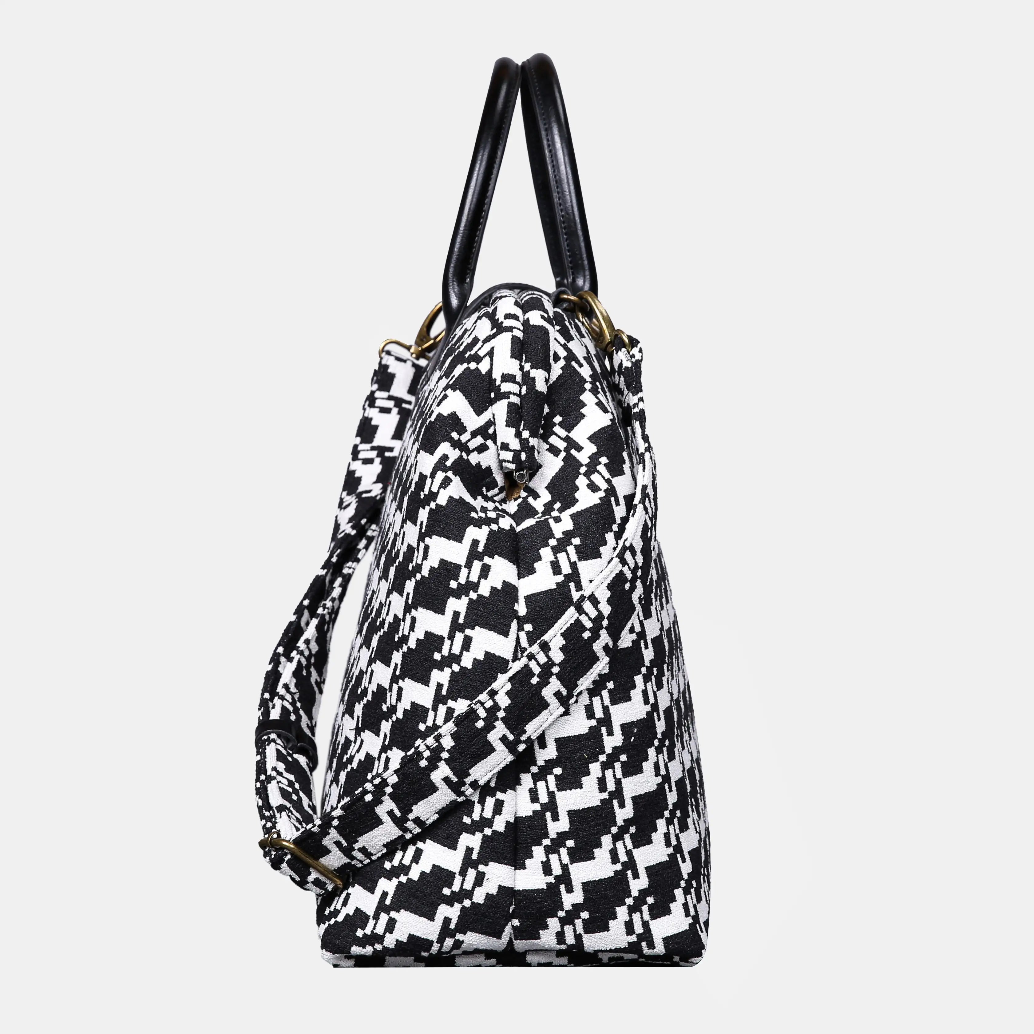 Houndstooth Mary Poppins Weekender Carpet Bag of America side