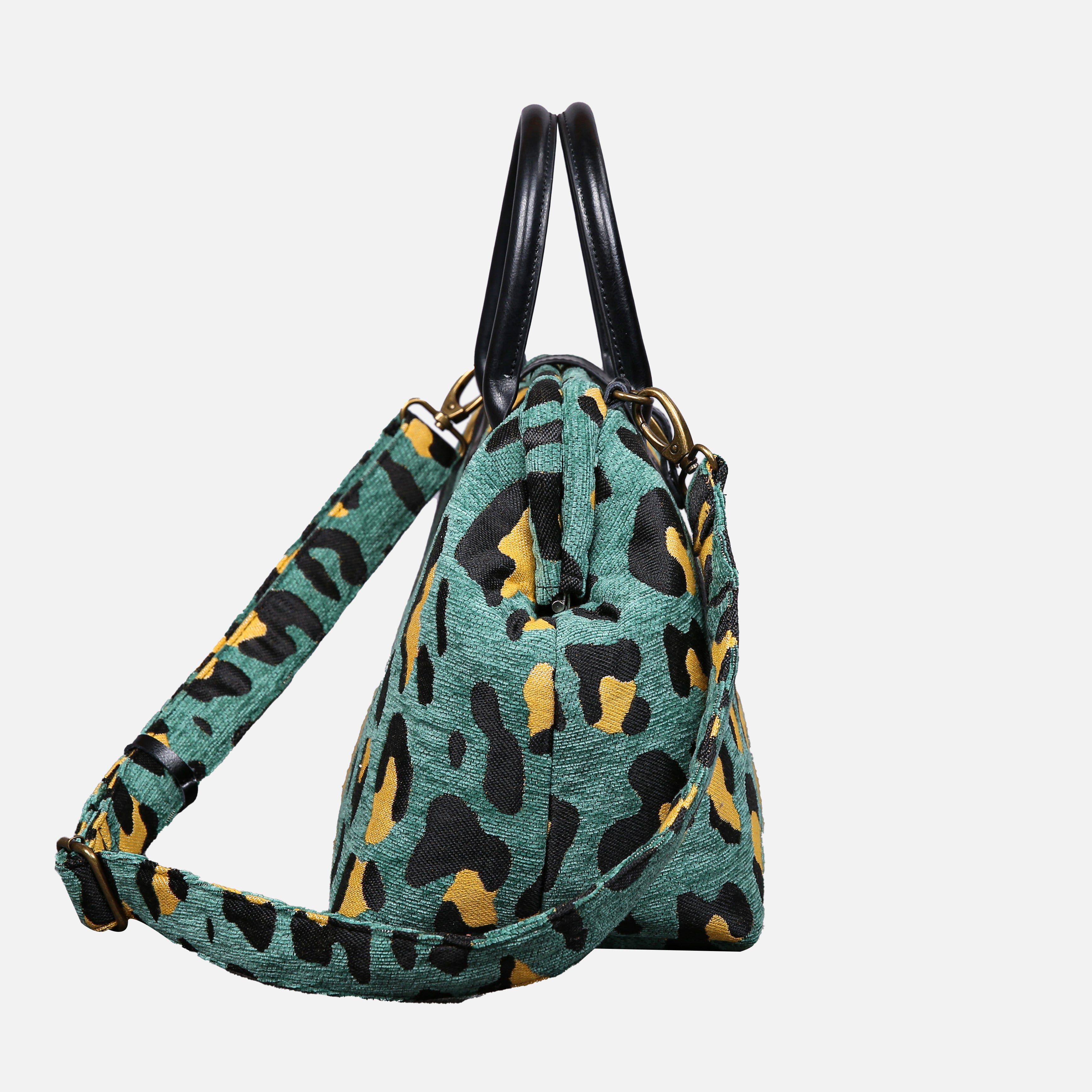 Leopard Green Carpet Handbag Purse carpet bag MCW Handmade of America side