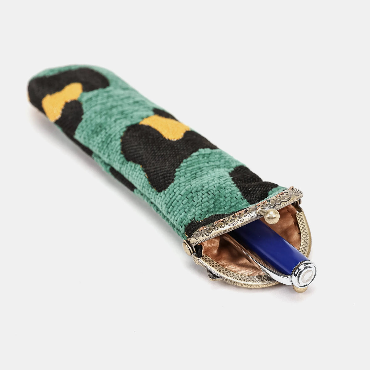 Leopard Green Solo Pen Case Carpetbag of America in use