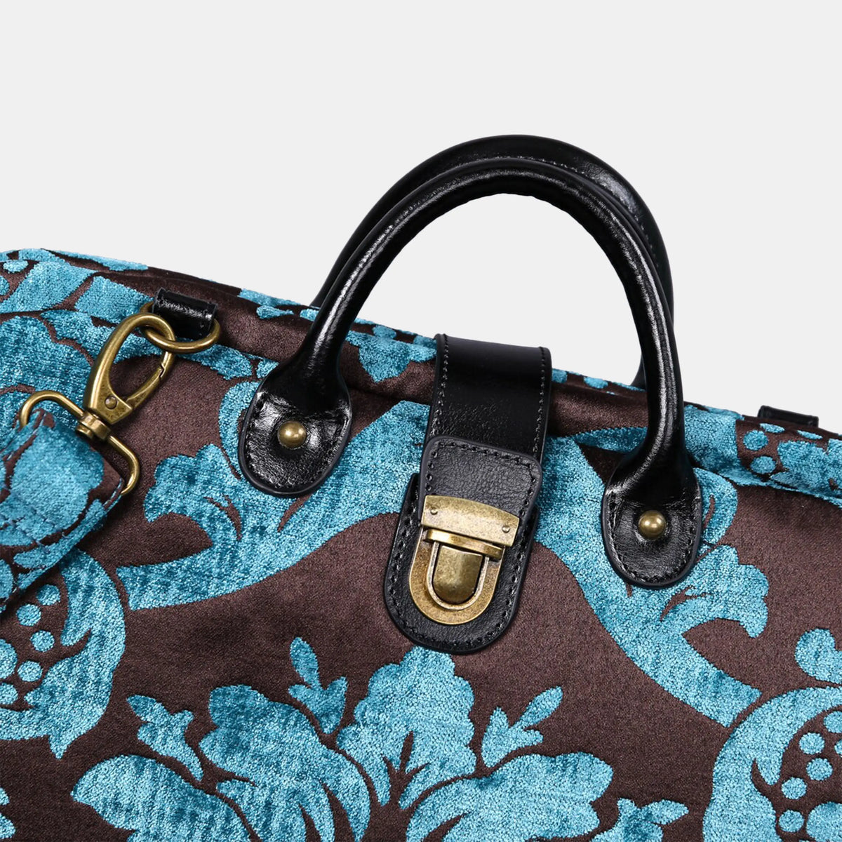 Luxury Damask Blue carpet bag of America handle
