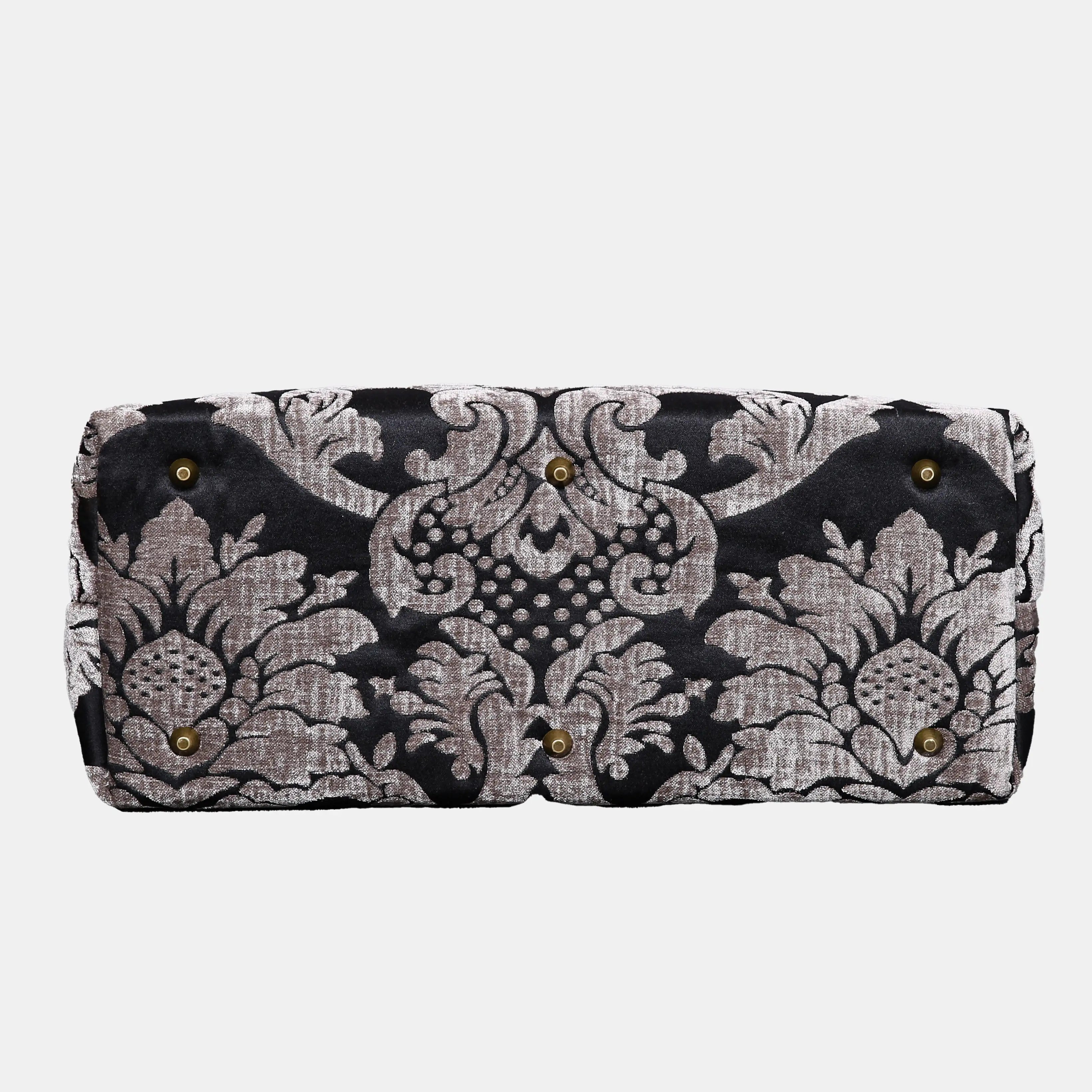 Luxury Damask Ivory Mary Poppins Weekender Carpetbag of America bottom