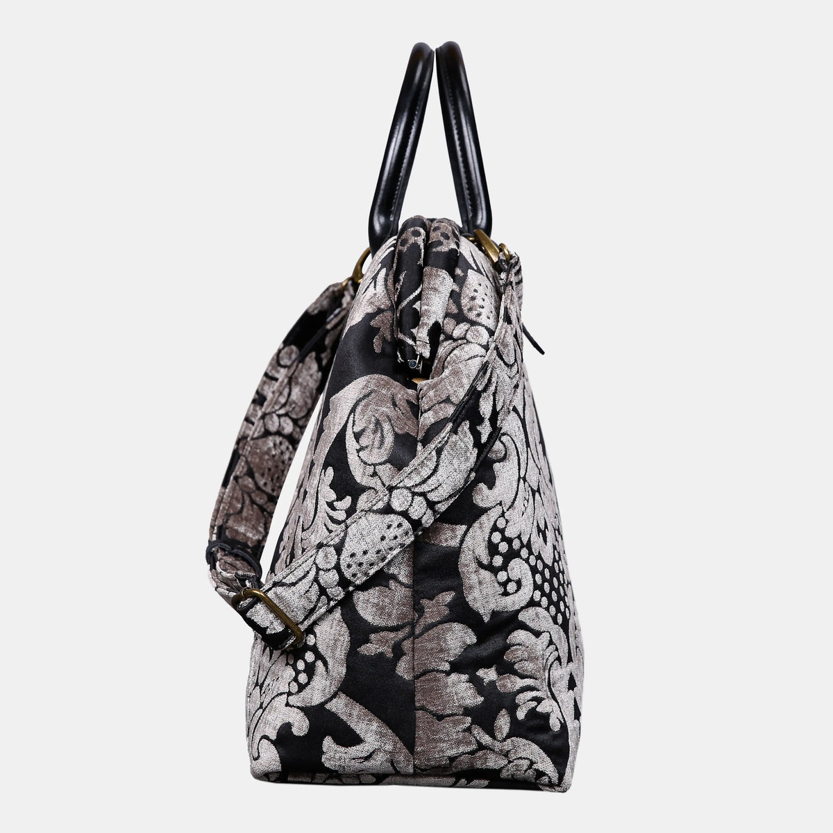 Luxury Damask Ivory Mary Poppins Weekender Carpetbag of America side