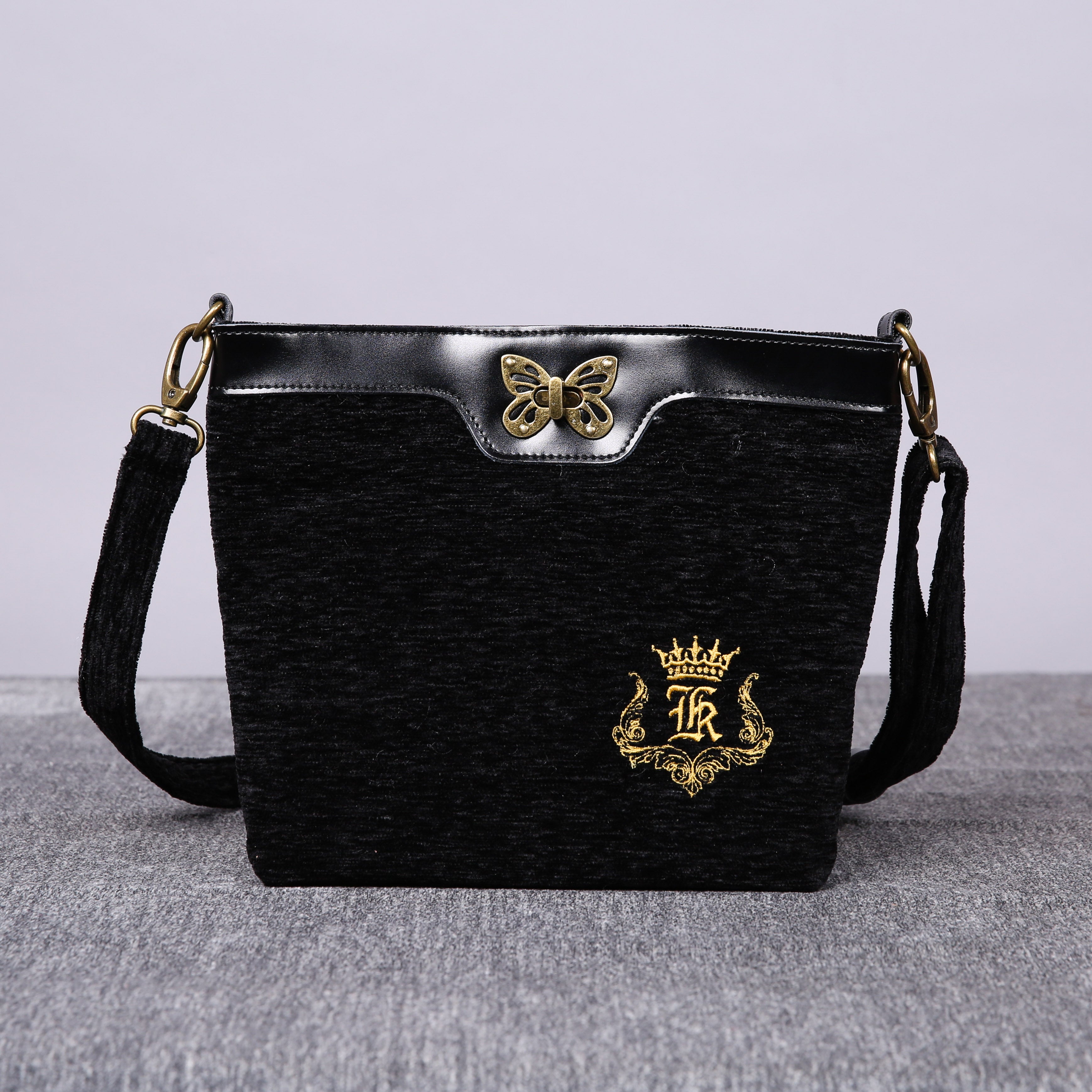 Luxury Monogrammed Black Butterfly Crossbody Bag (Logo) of America main