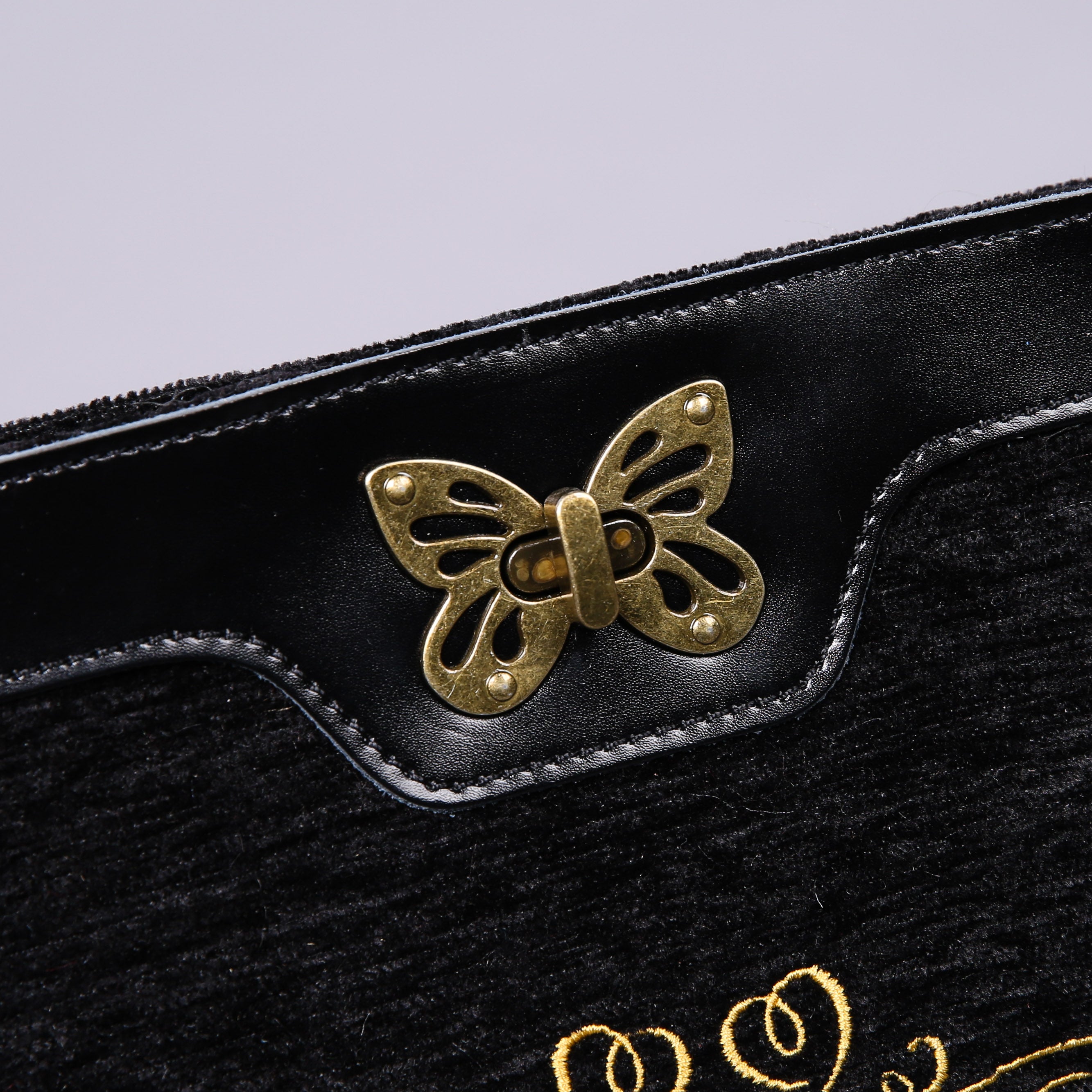 Luxury Monogrammed Black Butterfly Crossbody Bag (Two Names ) details