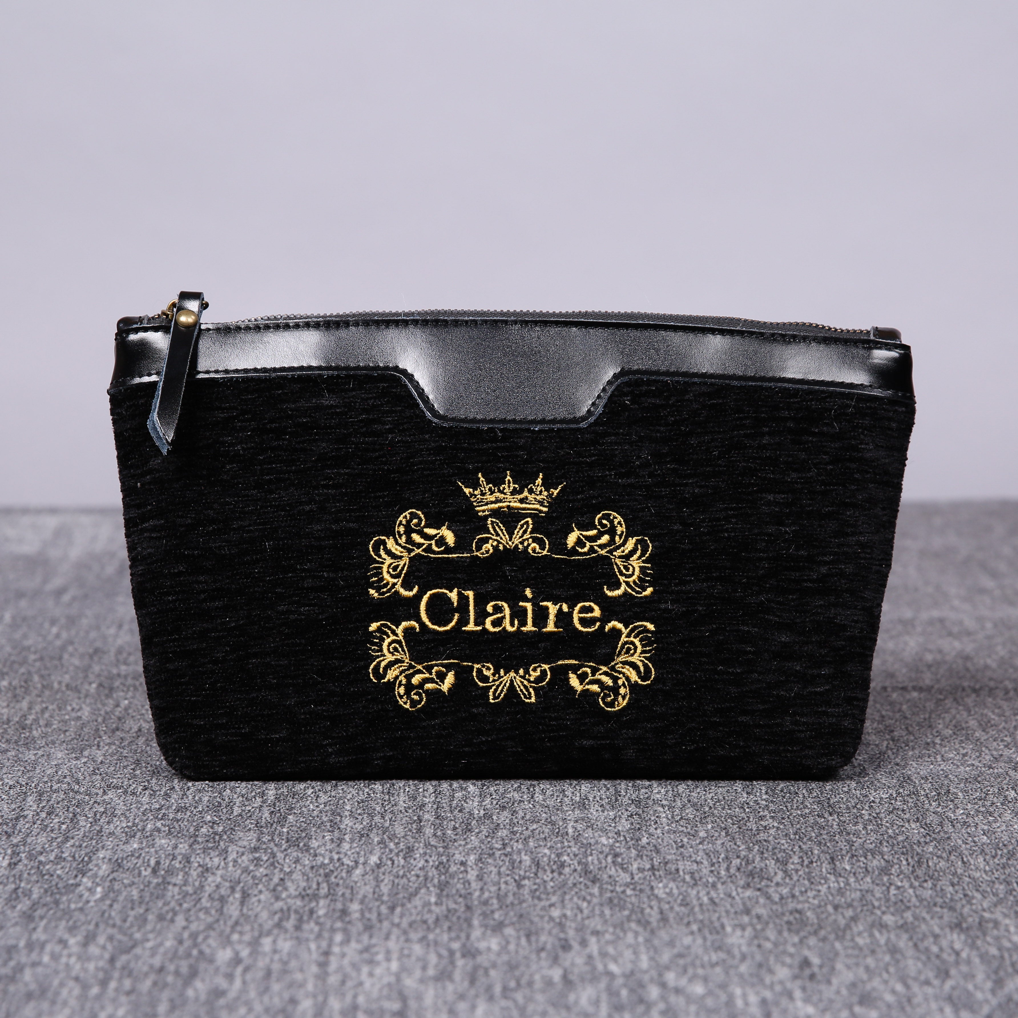 Luxury Monogrammed Black Make up Bag carpet bag MCW Handmade main