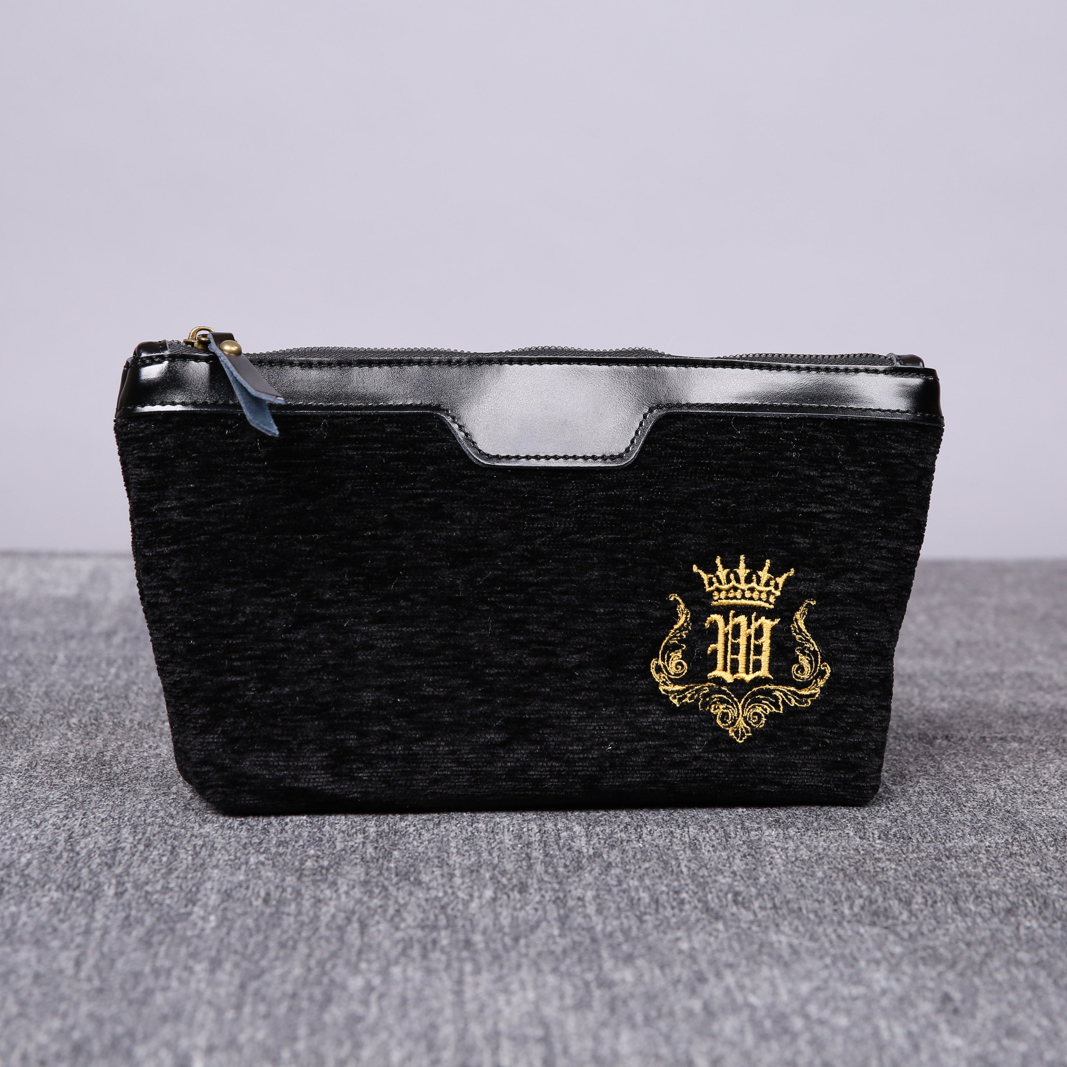 Luxury Monogrammed Black Make up Bag carpet bag MCW Handmade front