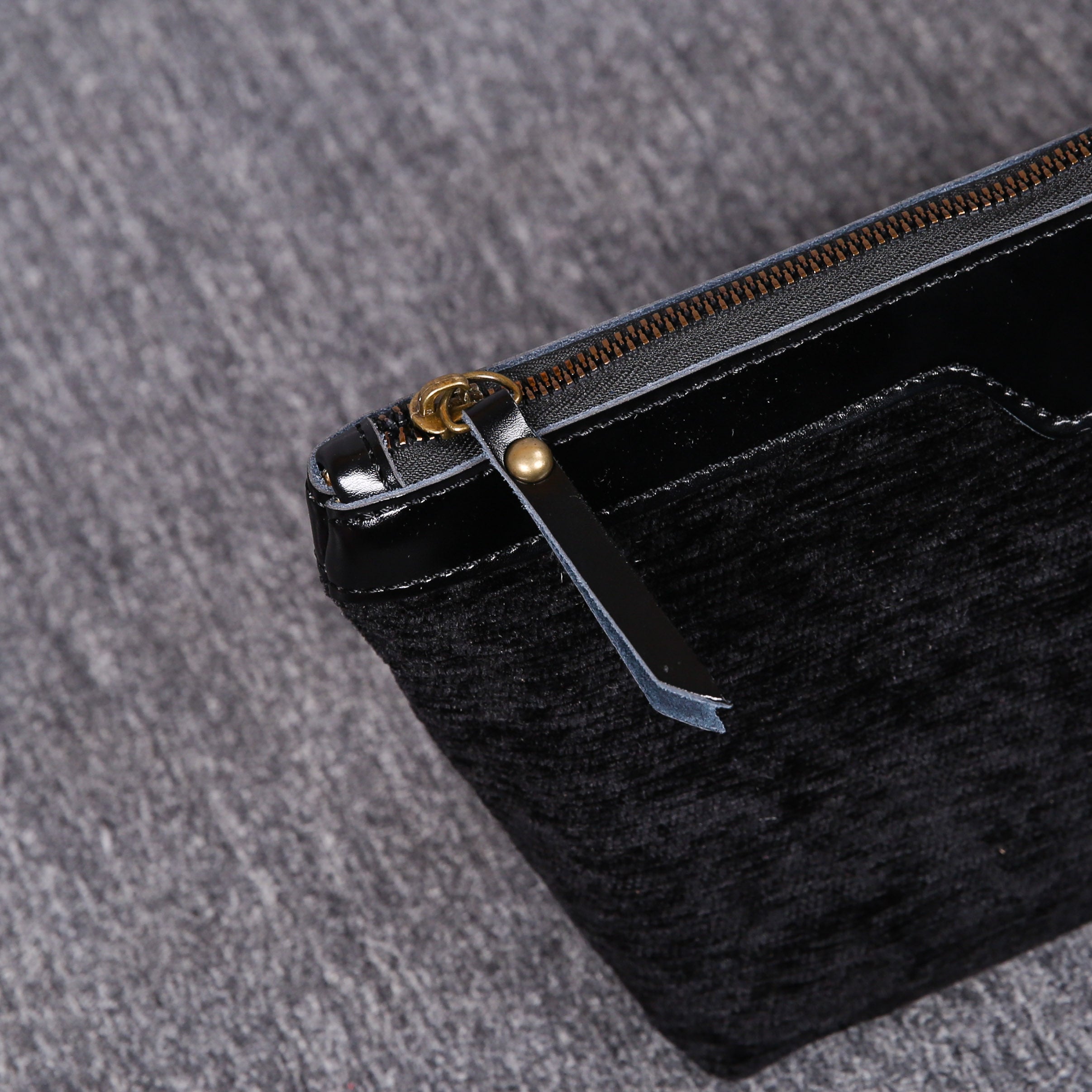 Luxury Monogrammed Black Make up Bag carpet bag MCW Handmade detail-2