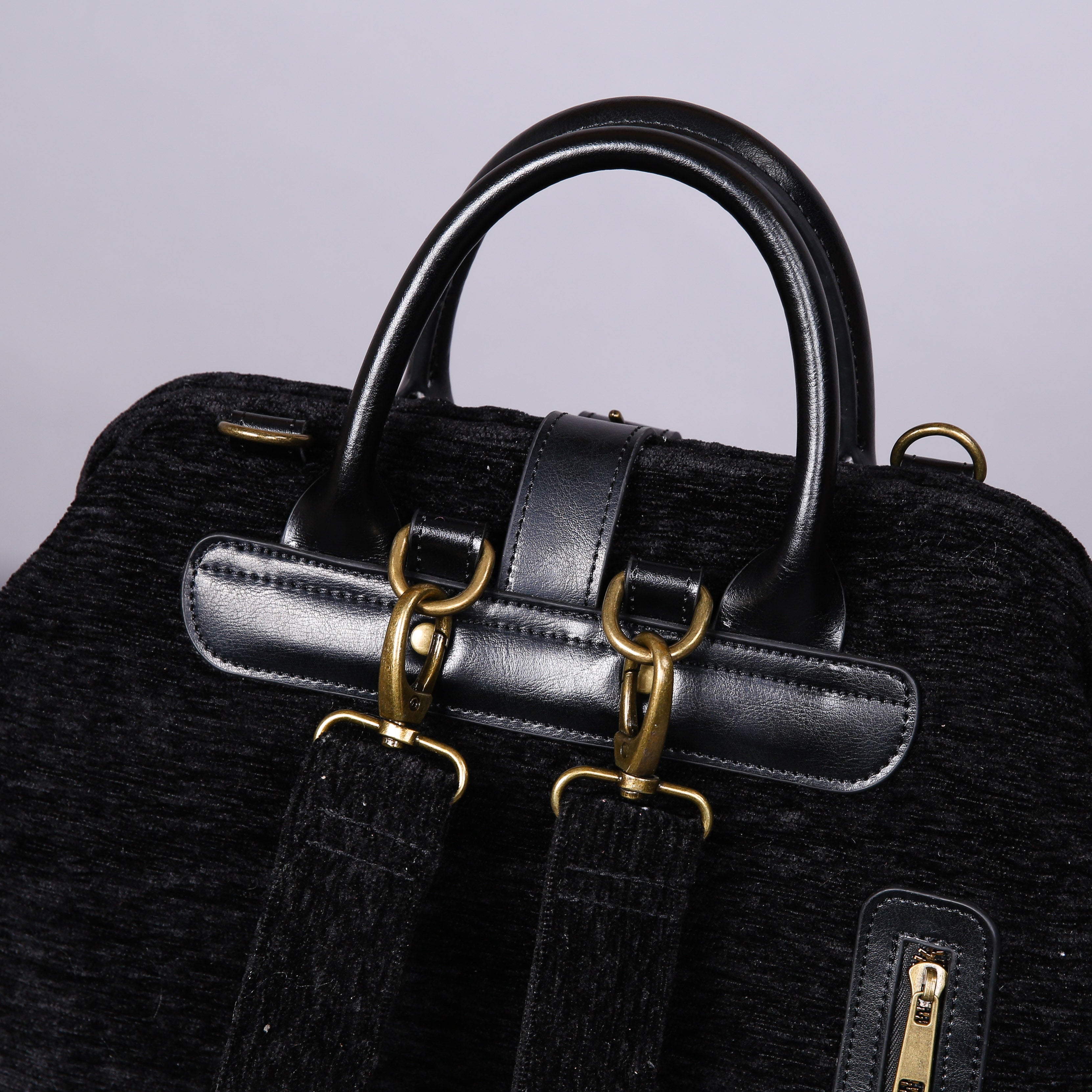 Luxury Monogrammed Black Multi-Functional Backpack carpet bag MCW Handmade back detail