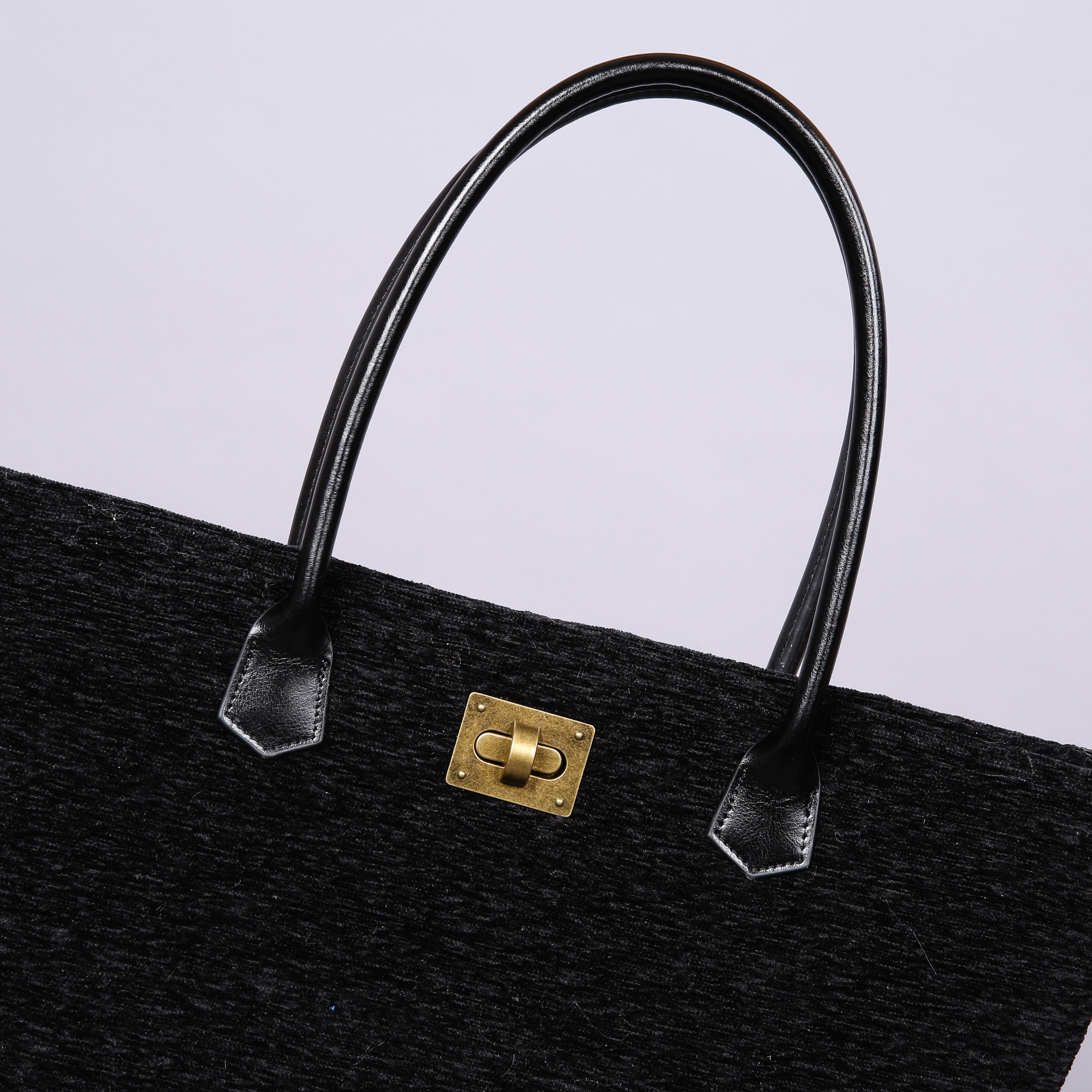 Luxury Monogrammed Black Tote carpet bag MCW Handmade detail-1