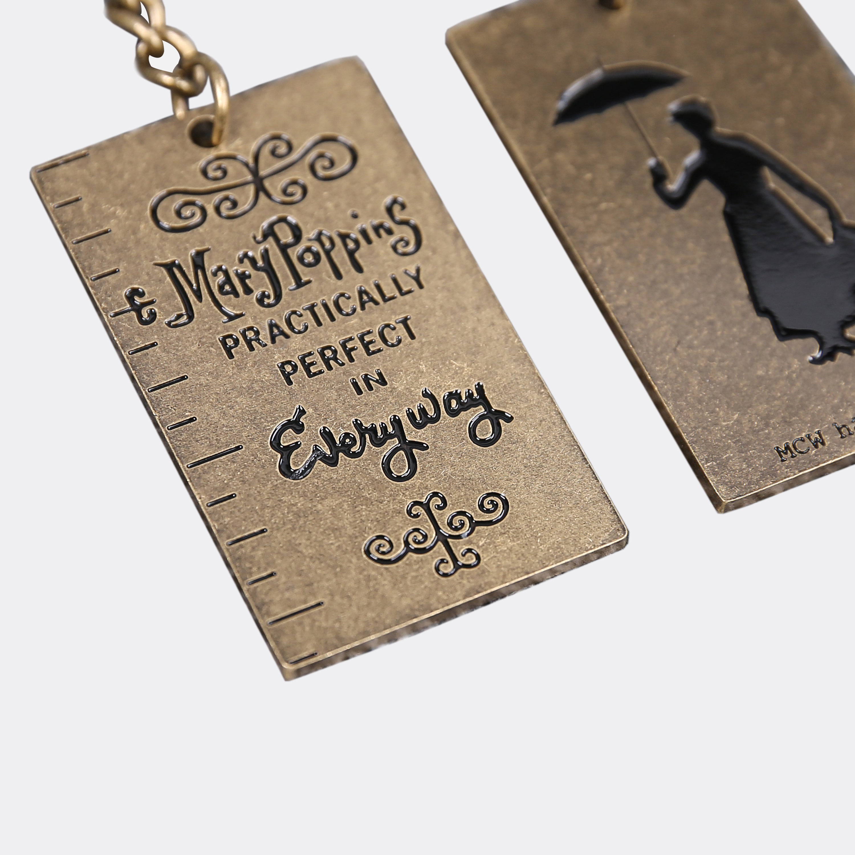 Mary Poppins “Practically Perfect” Bag Charm Keychain Key Fob of America side