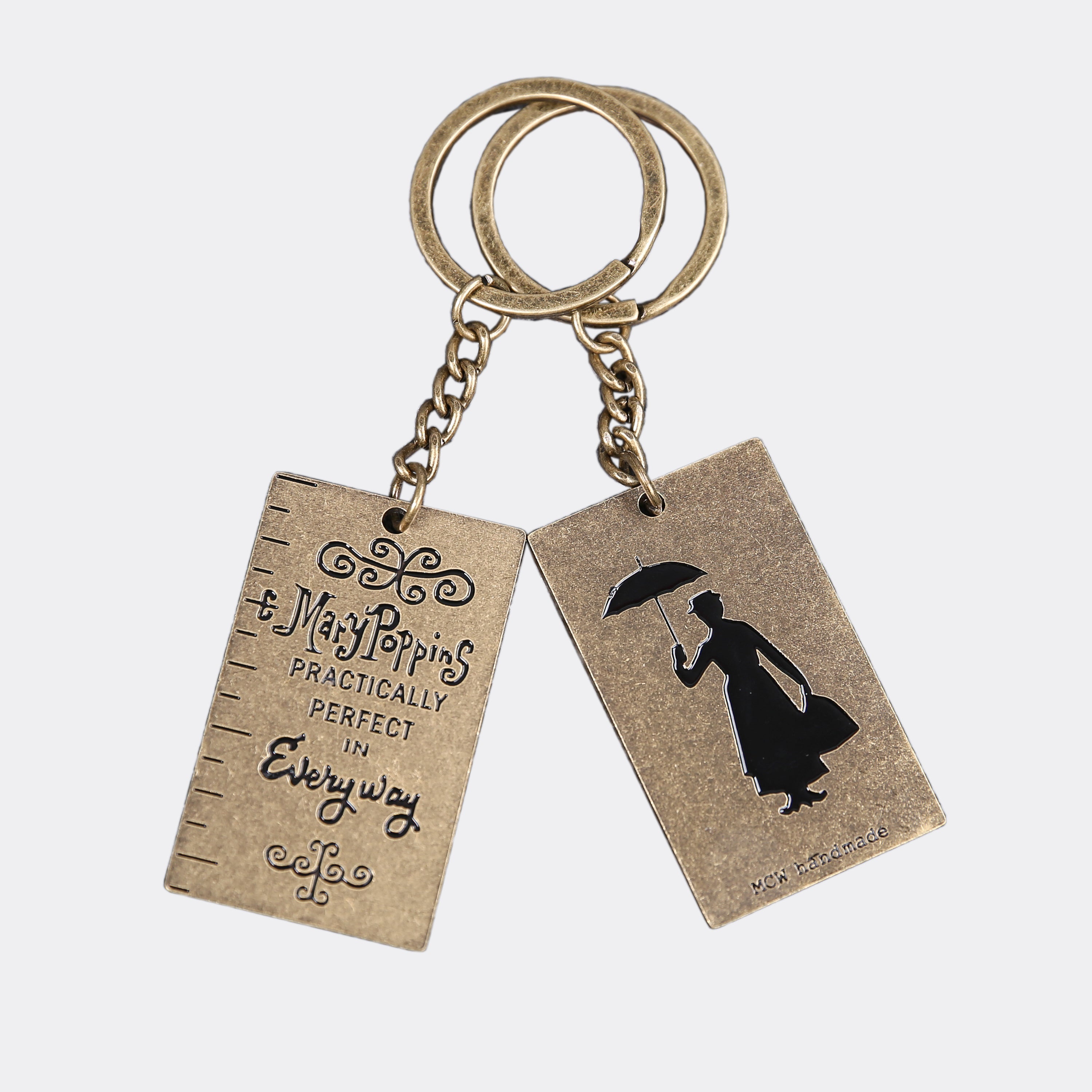 Mary Poppins “Practically Perfect” Bag Charm Keychain Key Fob of America front