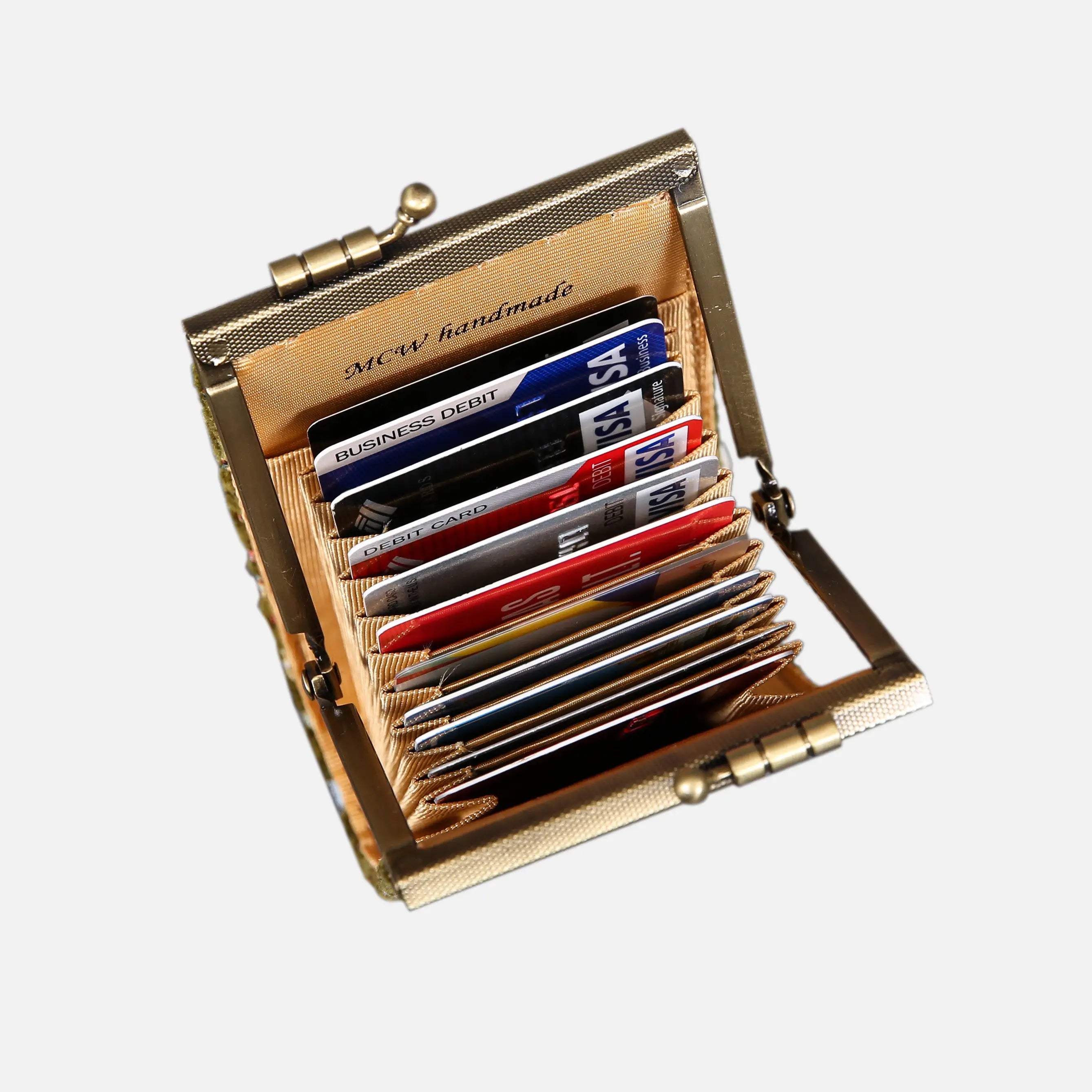 Oriental Avocado Card Wallet of America 11 slots in use