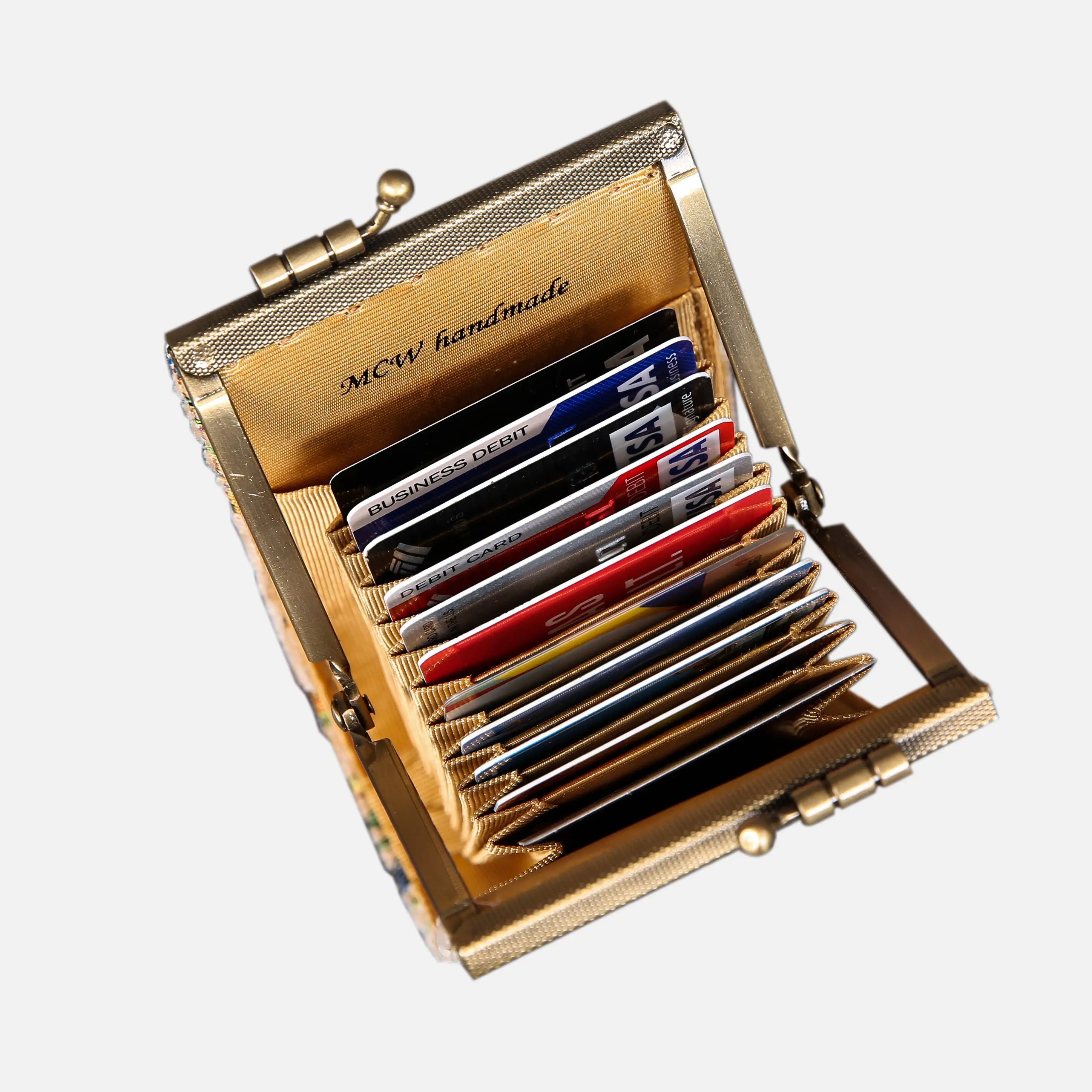 Oriental Beige Card Wallet of America 11 slots in use