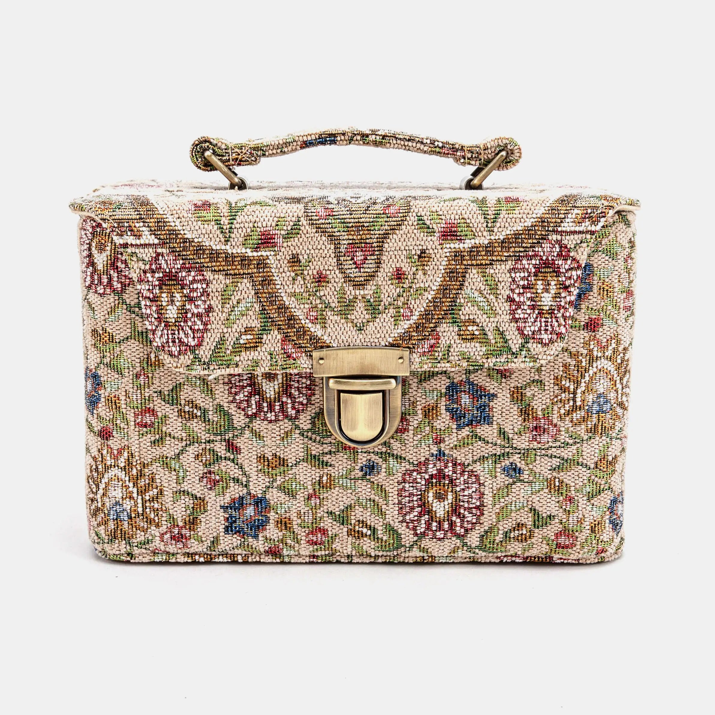 Oriental Beige Clara Medium Train Case Purse of America front