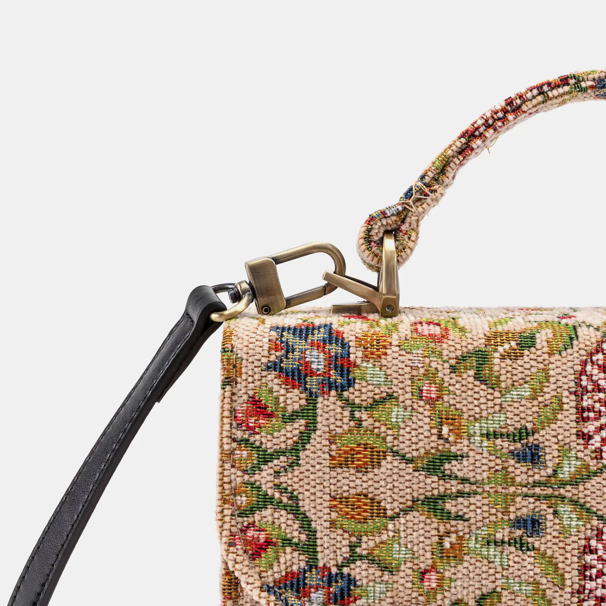 Oriental Beige Flap Satchel Carpetbag of America detail