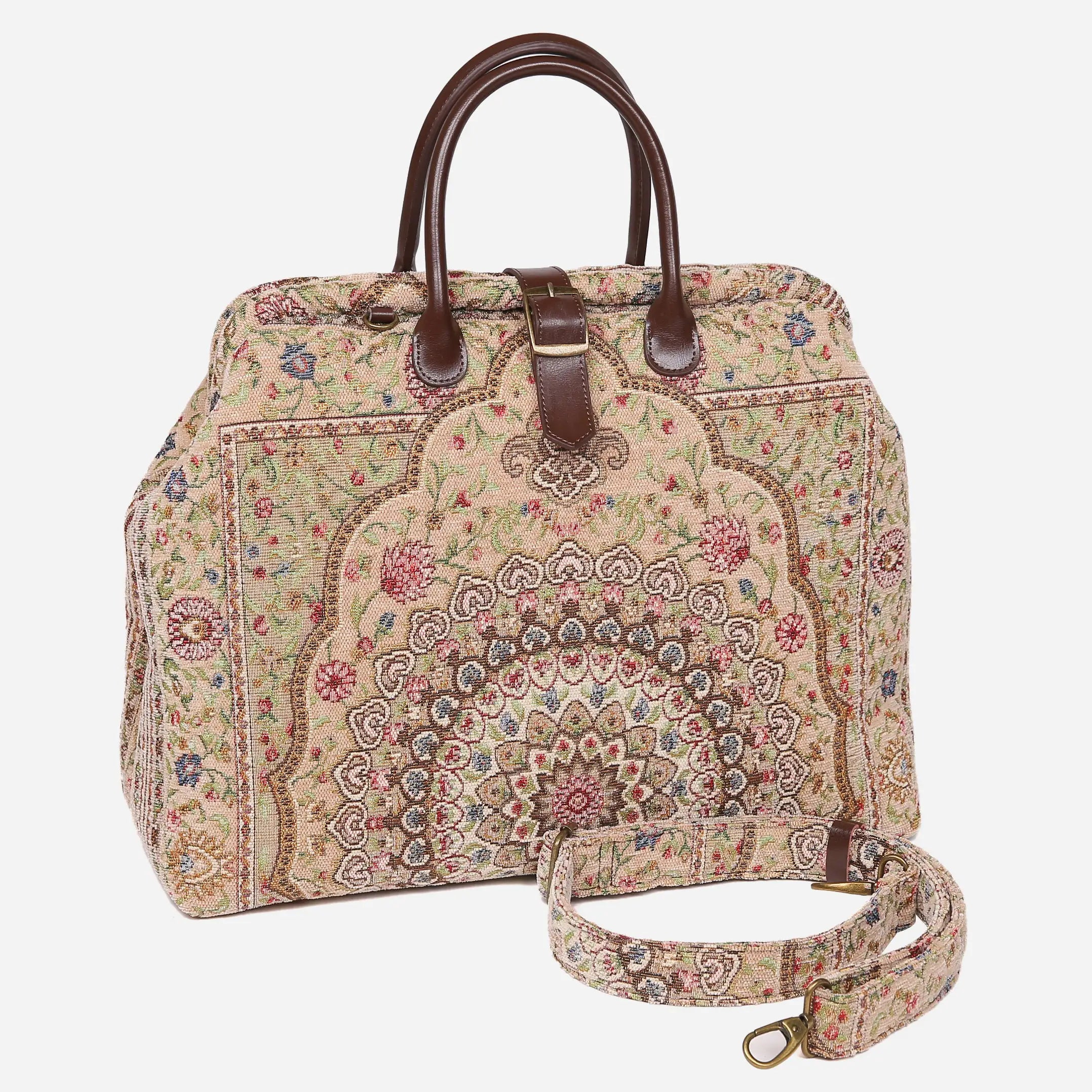 Oriental Beige Mary Poppins Weekender Carpetbag of America with shoulder strap