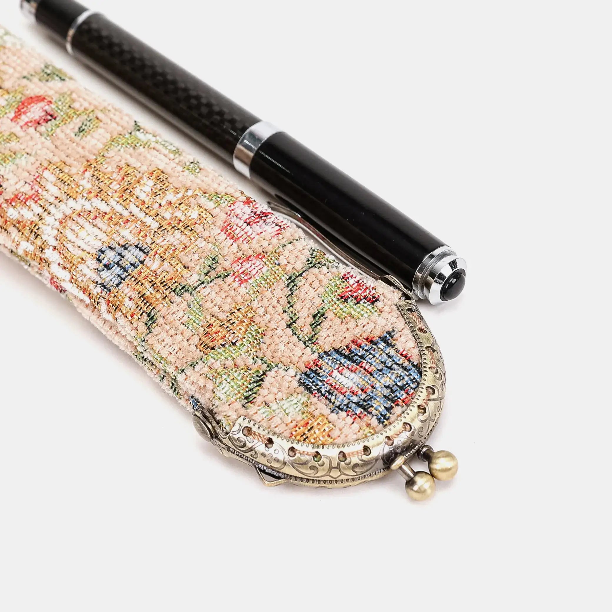 Oriental Beige Solo Pen Case Carpetbag of America metal frame