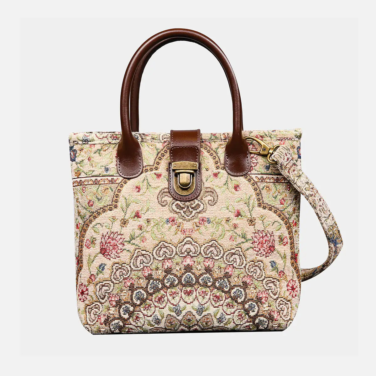Oriental Beige Tuck Lock Carpet Satchel carpet bag MCW Handmade of America main