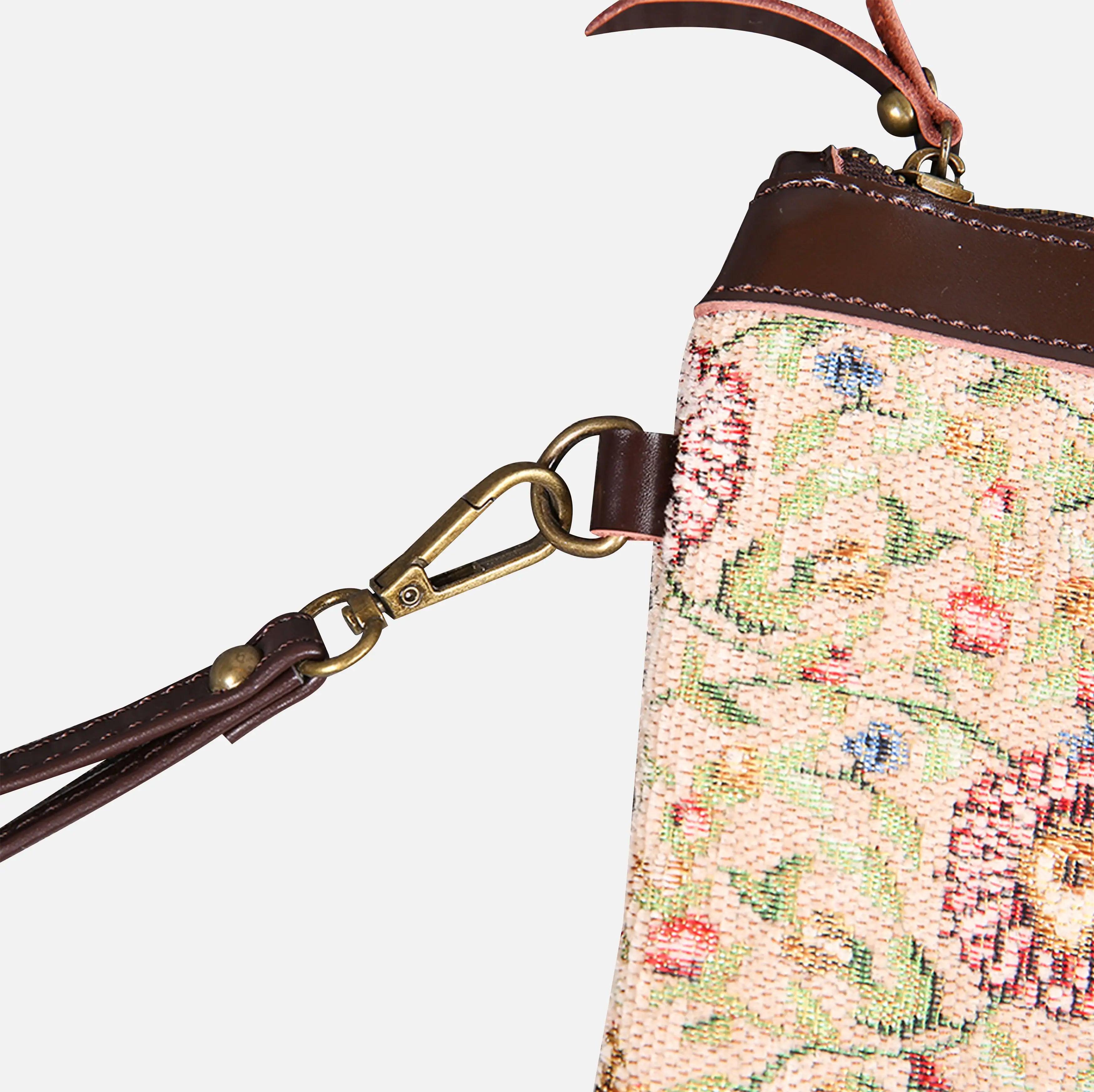 Oriental Beige Wristlet Clutch carpet bag MCW Handmade-3