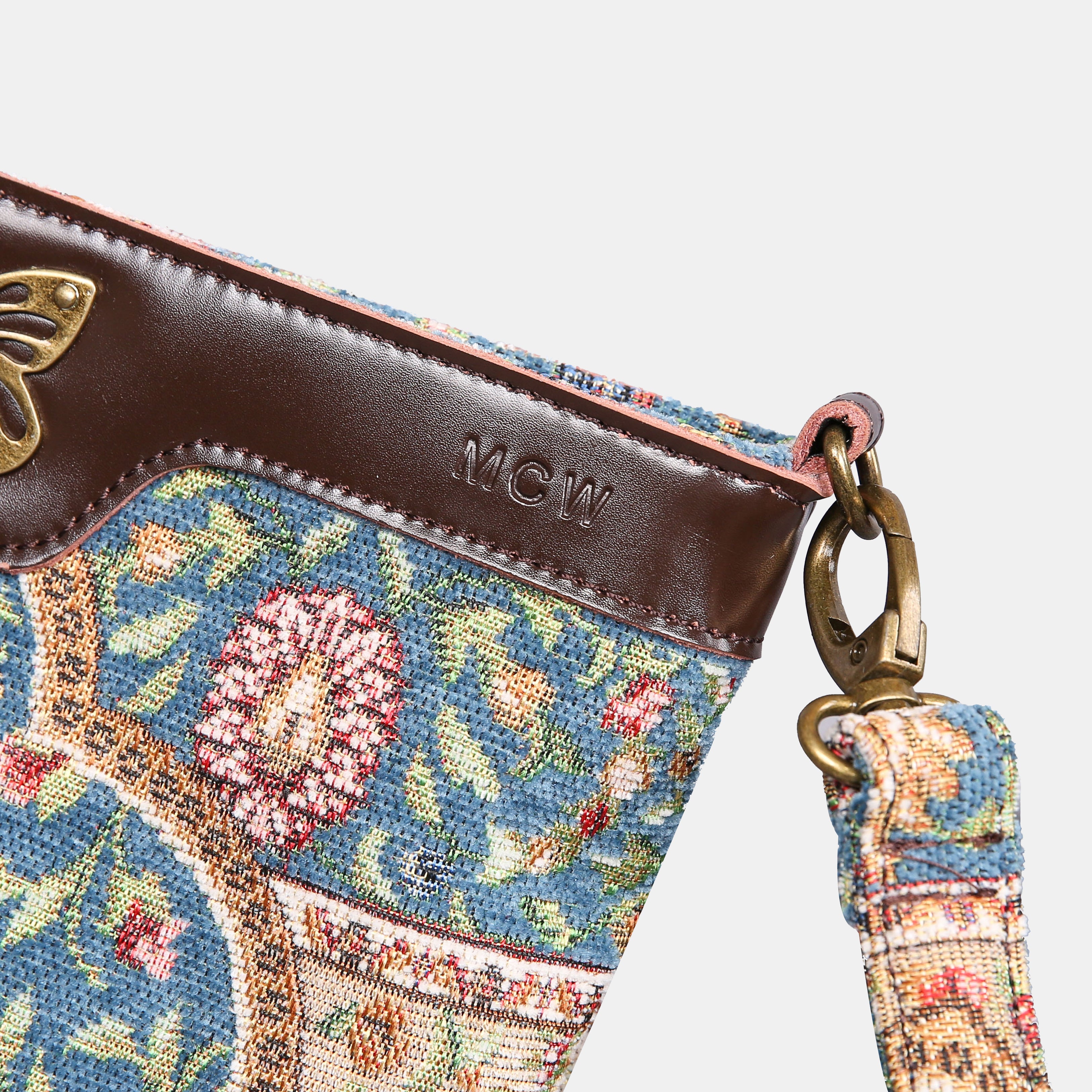 Oriental Blue Carpet Crossbody Bag carpet bag MCW Handmade of America details