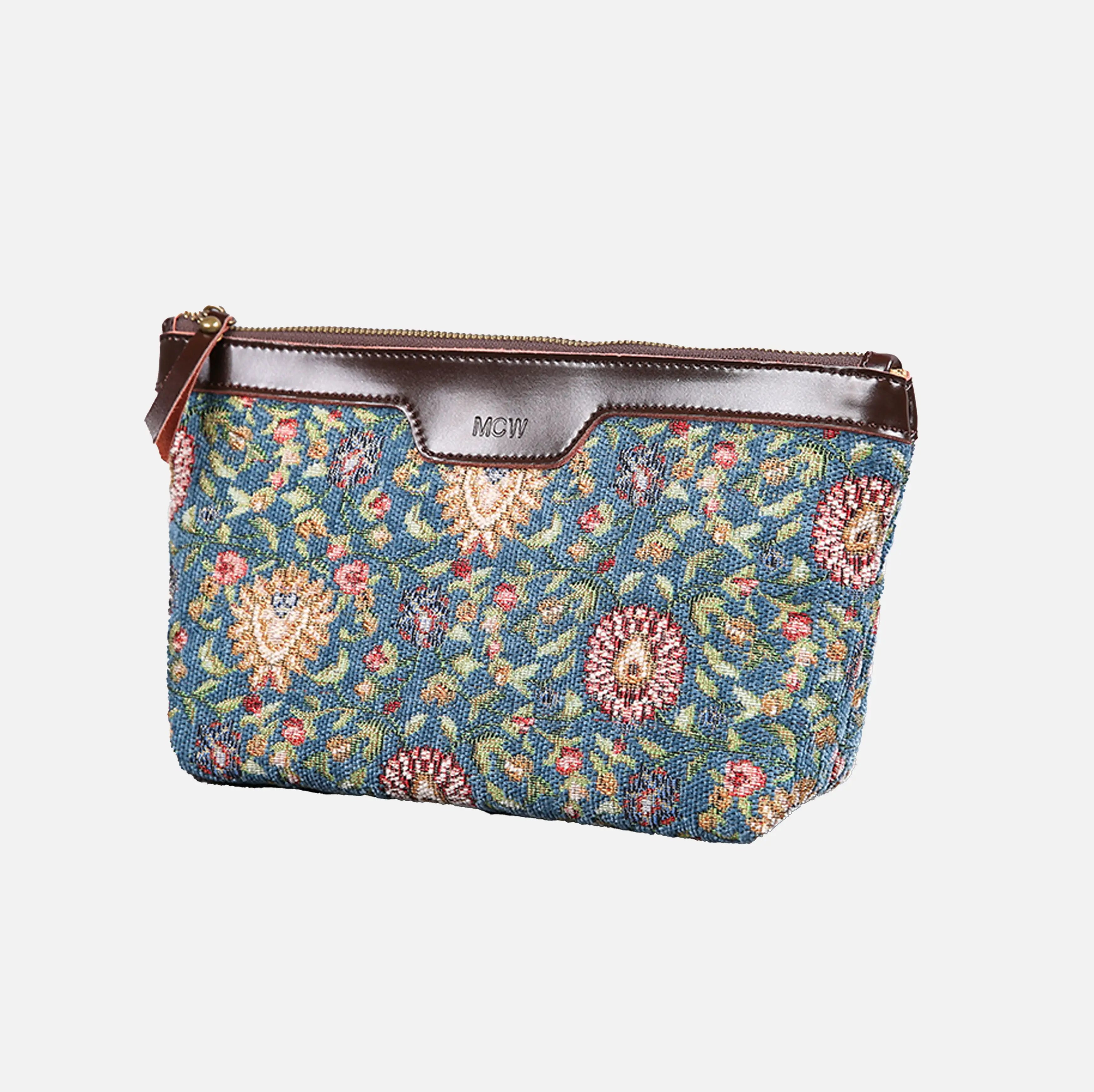 Oriental Blue Carpet Makeup Bag carpet bag MCW Handmade of America front