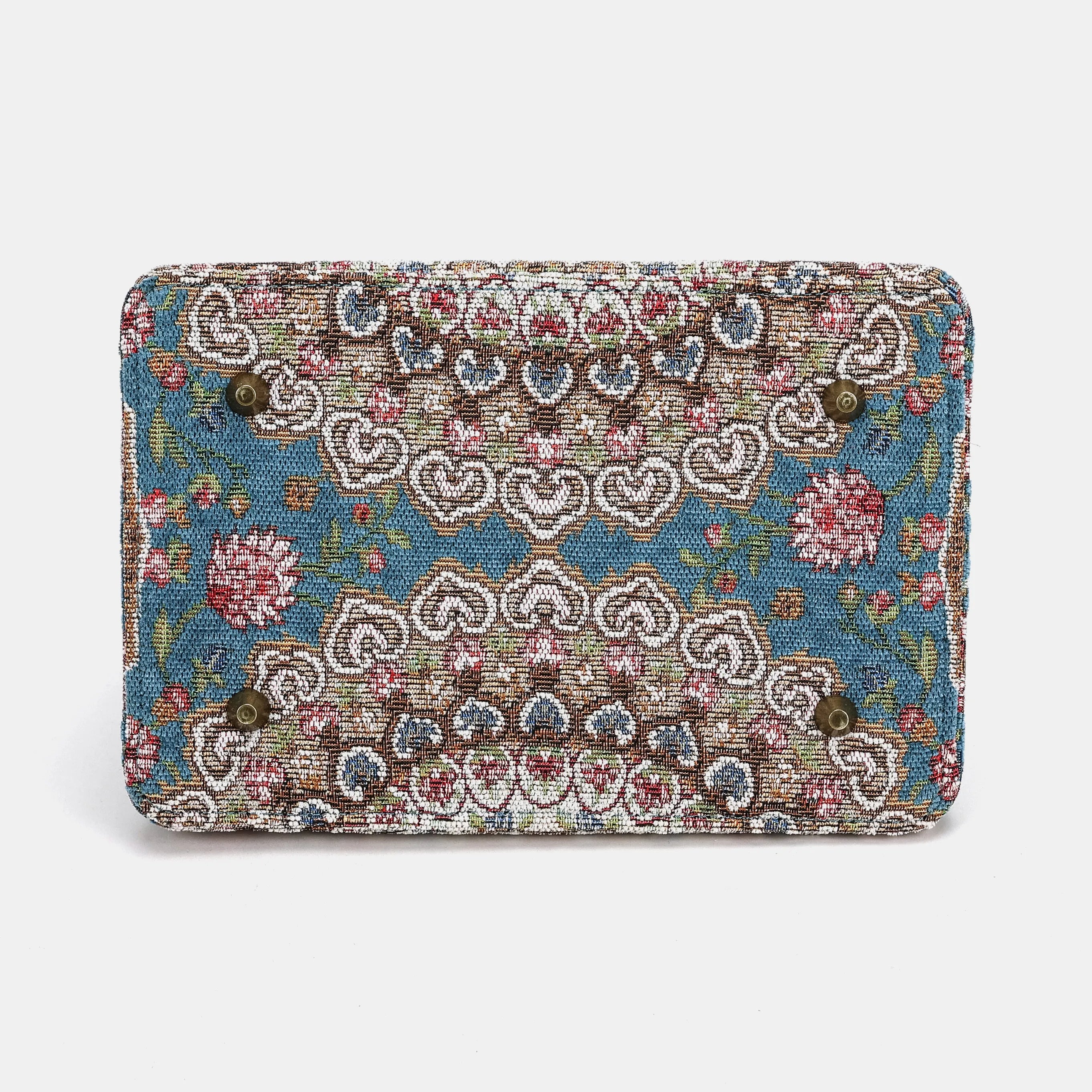 Oriental Blue Cecile Carpet Purse Gladstone Bag of America bottom