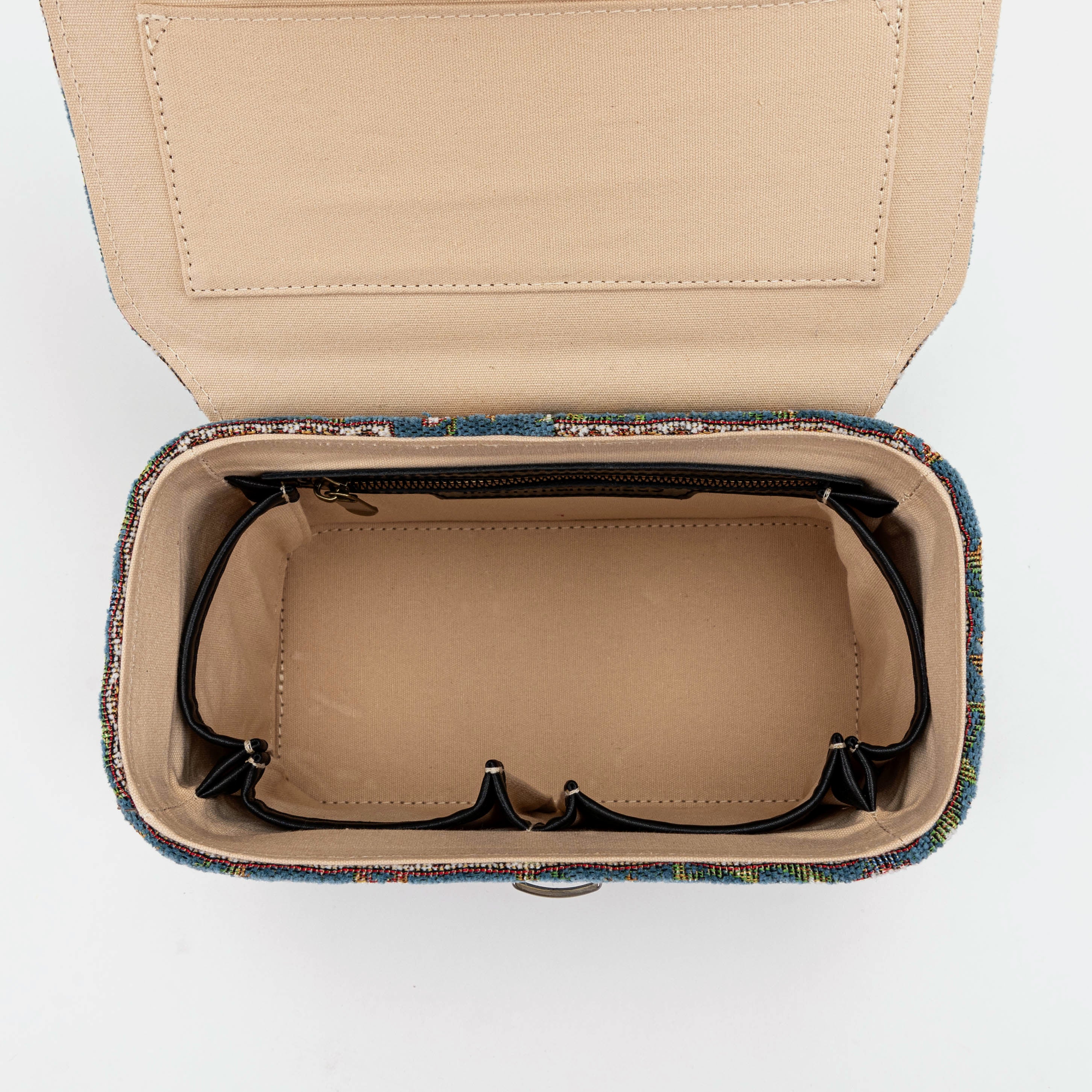Oriental Blue Clara Medium Train Case Purse of America inside