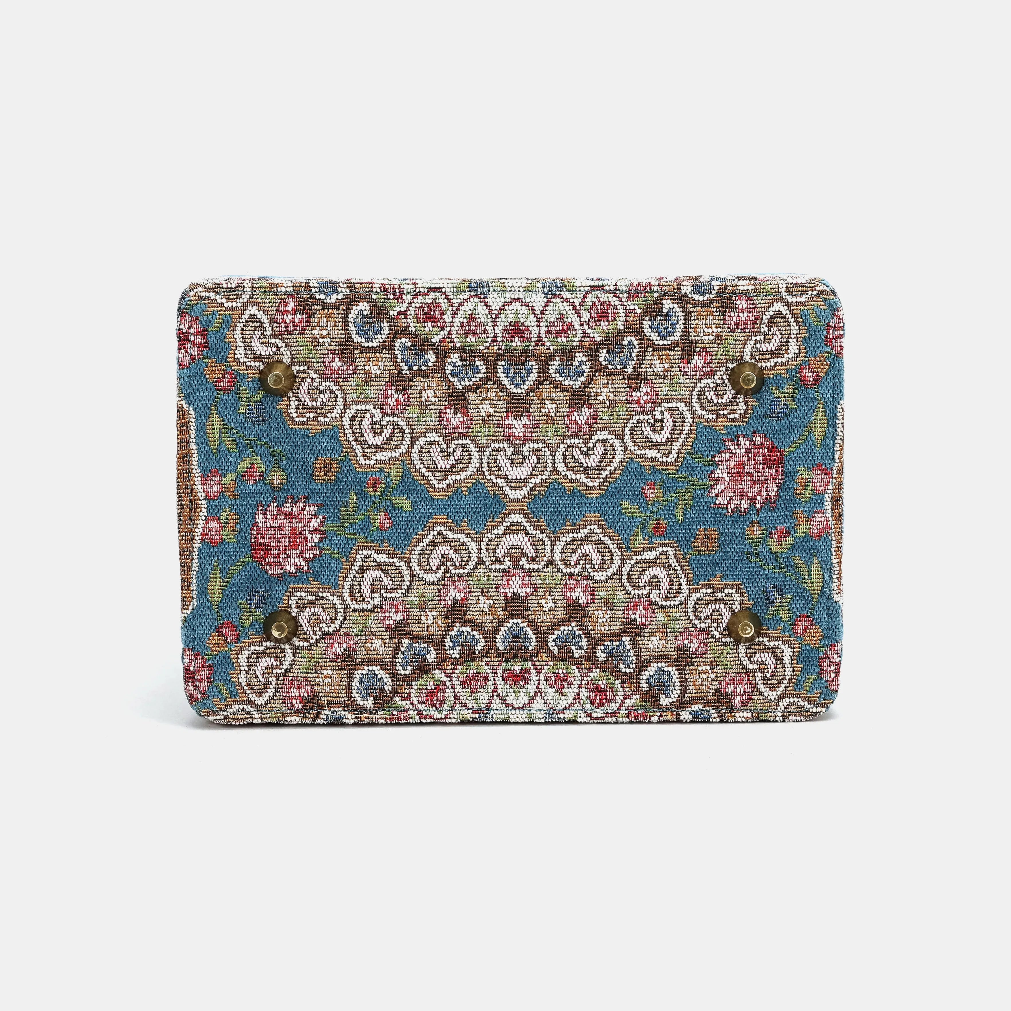 Oriental Blue Vivienne Carpet Purse Gladstone Bag of America bottom