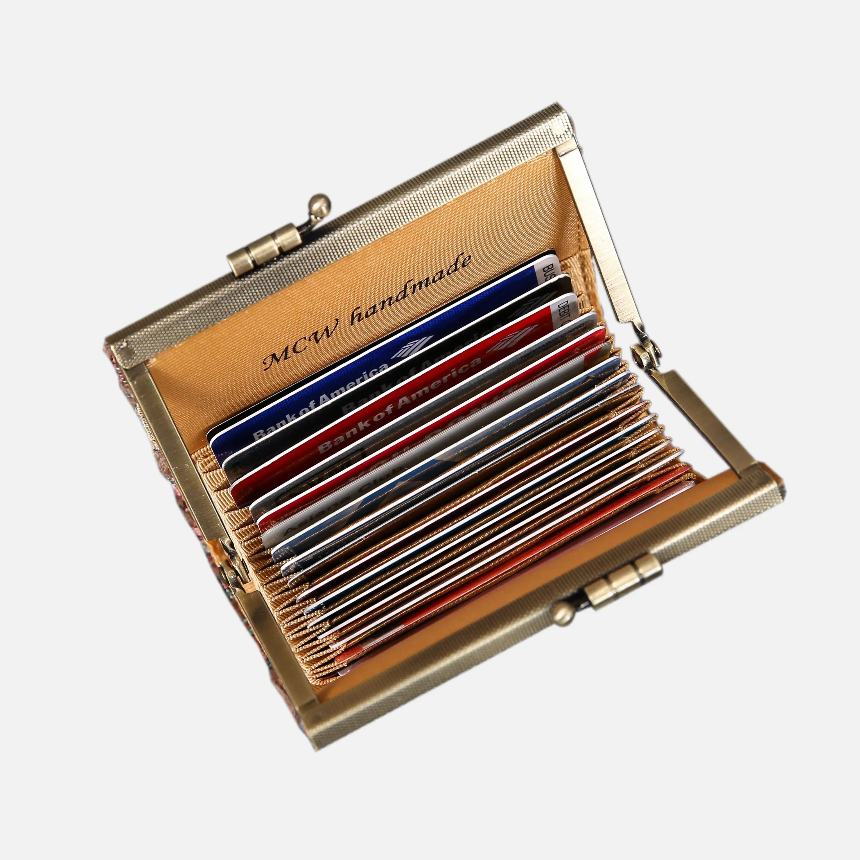 Oriental Brown Card Wallet of America 17 slots in use