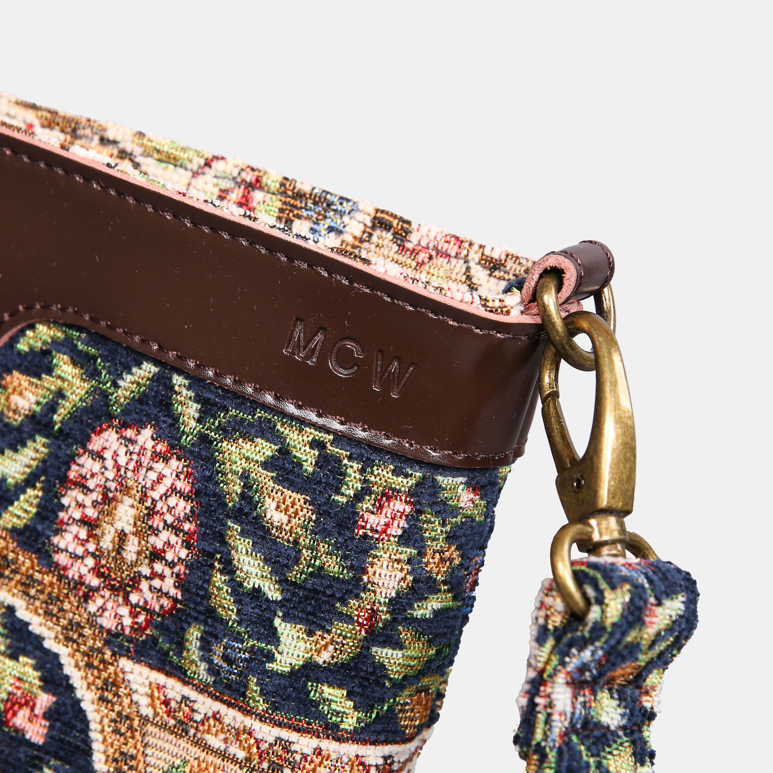 Oriental Navy Carpet Crossbody Bag carpet bag MCW Handmade of America details