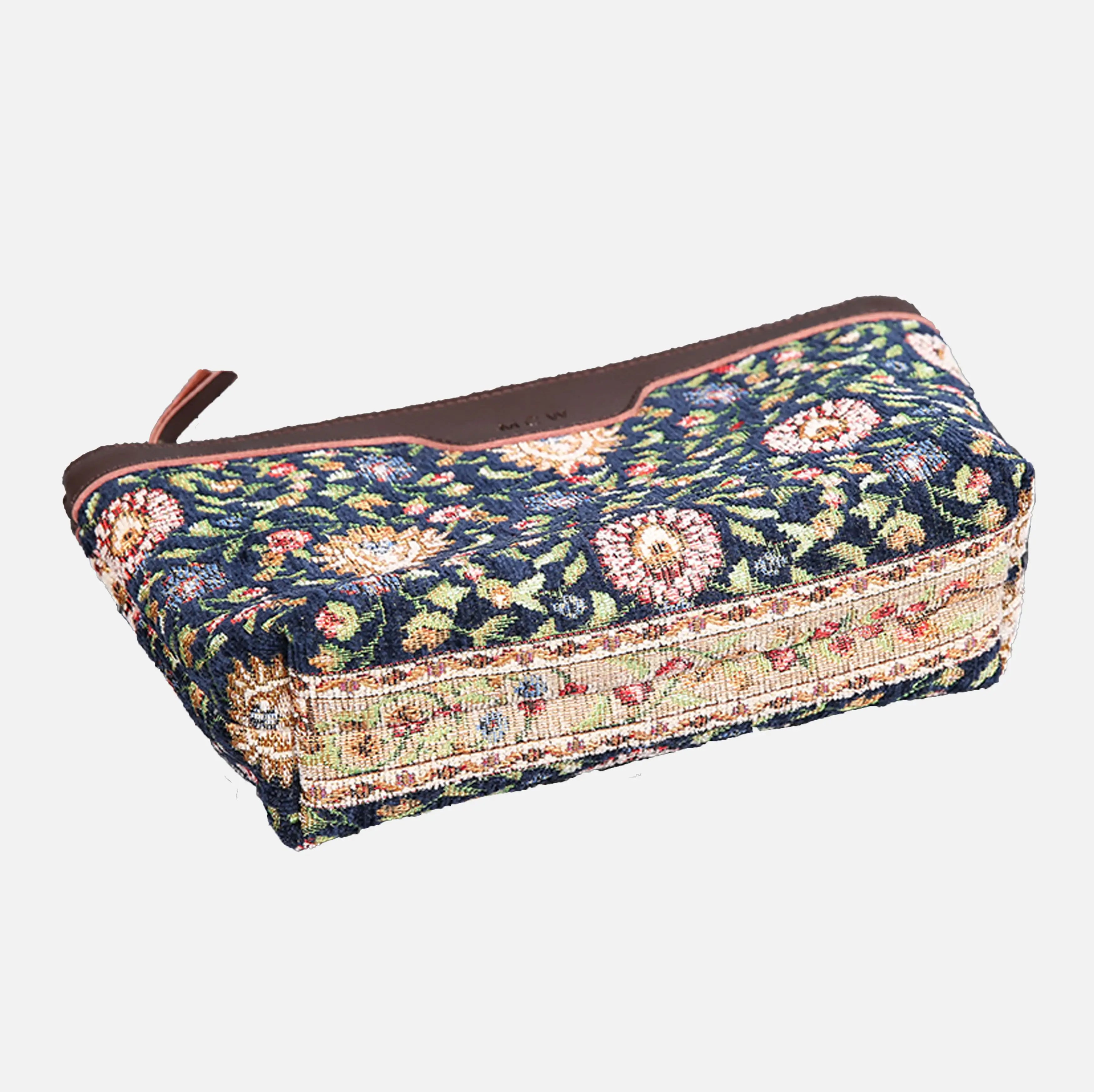 Oriental Navy Carpet Makeup Bag carpet bag MCW Handmade of America bottom