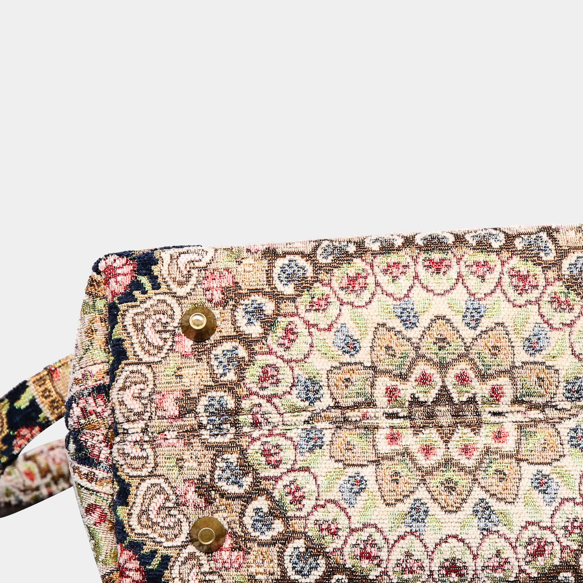 Oriental Navy Carpet Satchel carpet bag MCW Handmade of America bottom