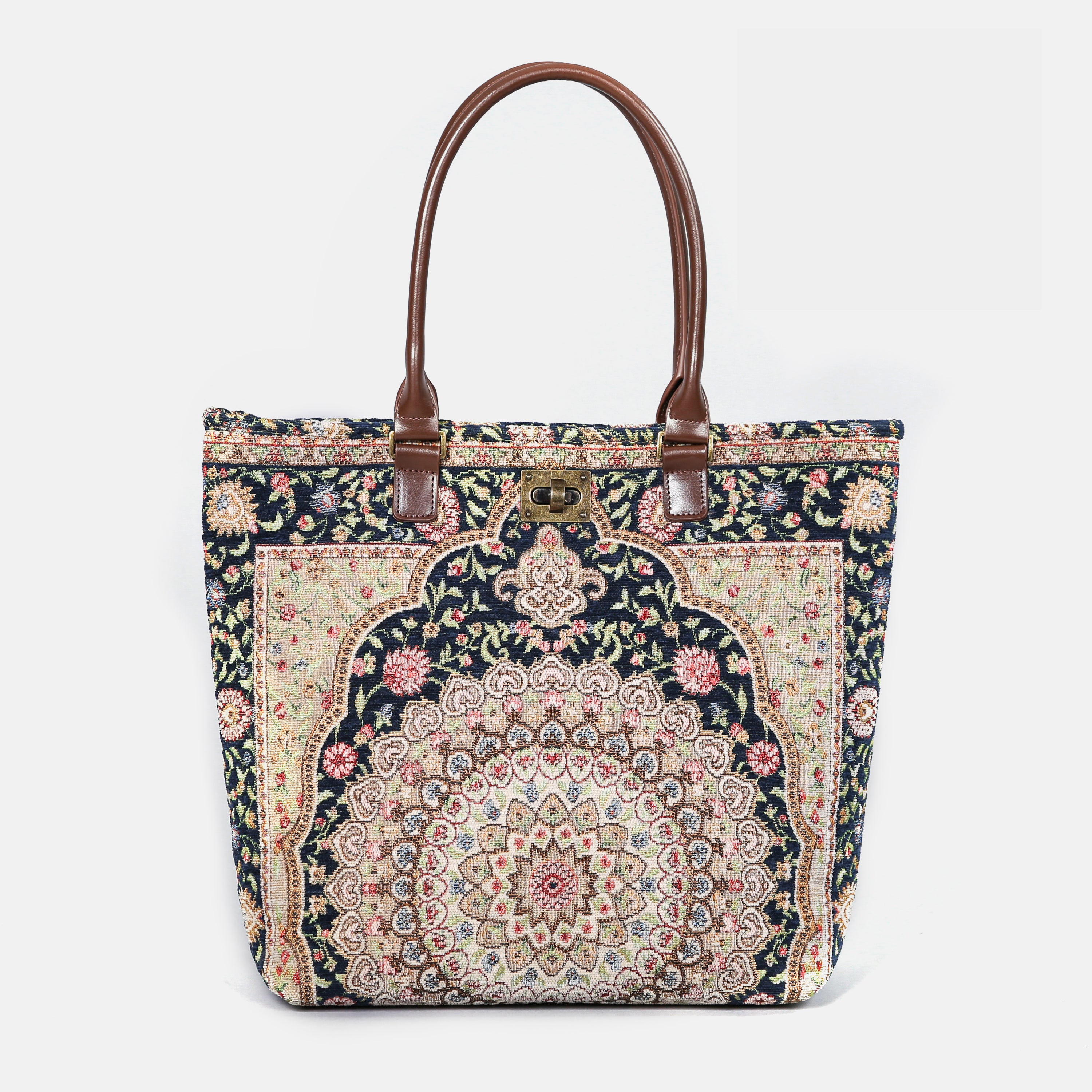 Oriental Navy Carpet Tote Shopper Carpetbag of America main