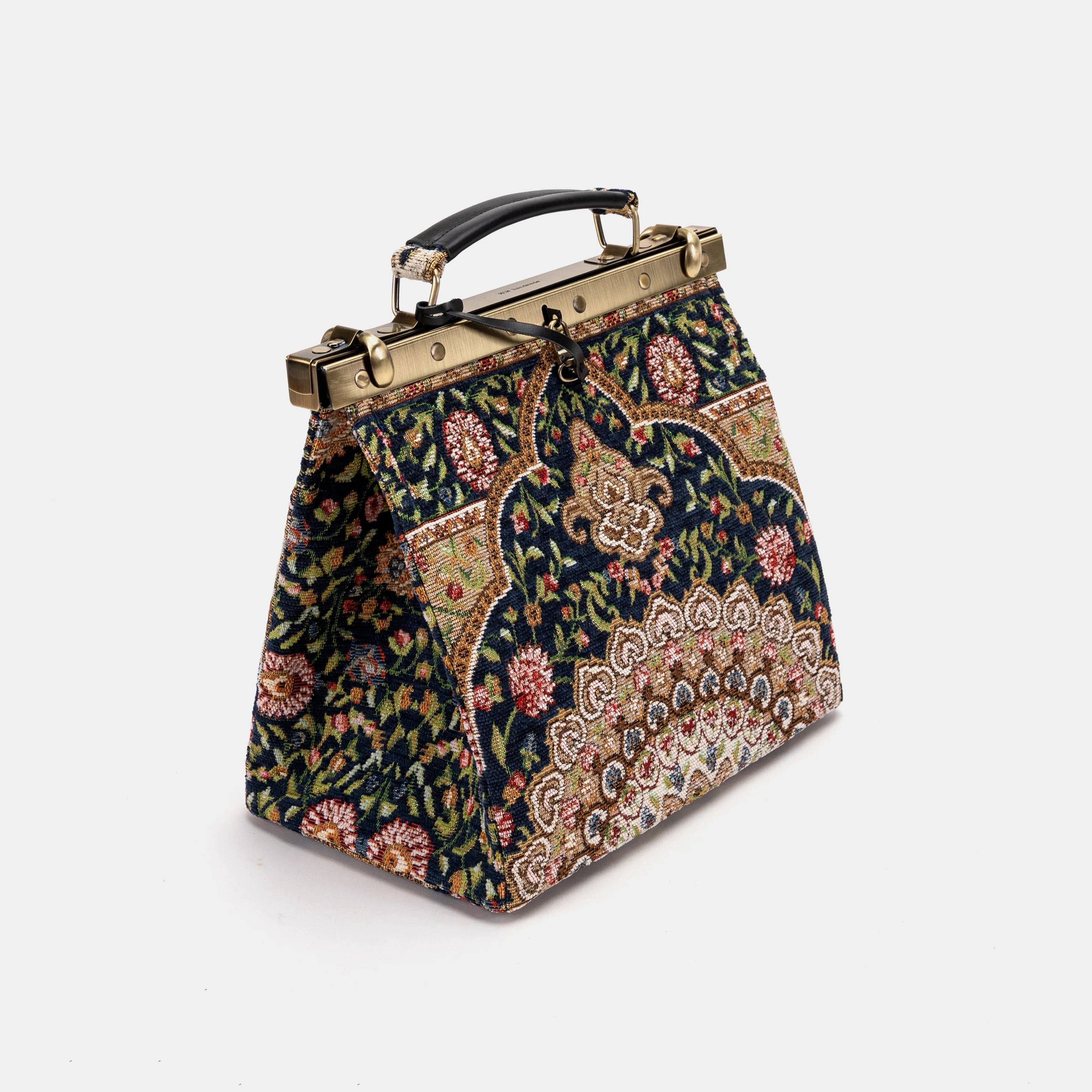 Oriental Navy Cecile Carpet Purse Gladstone Bag of America side