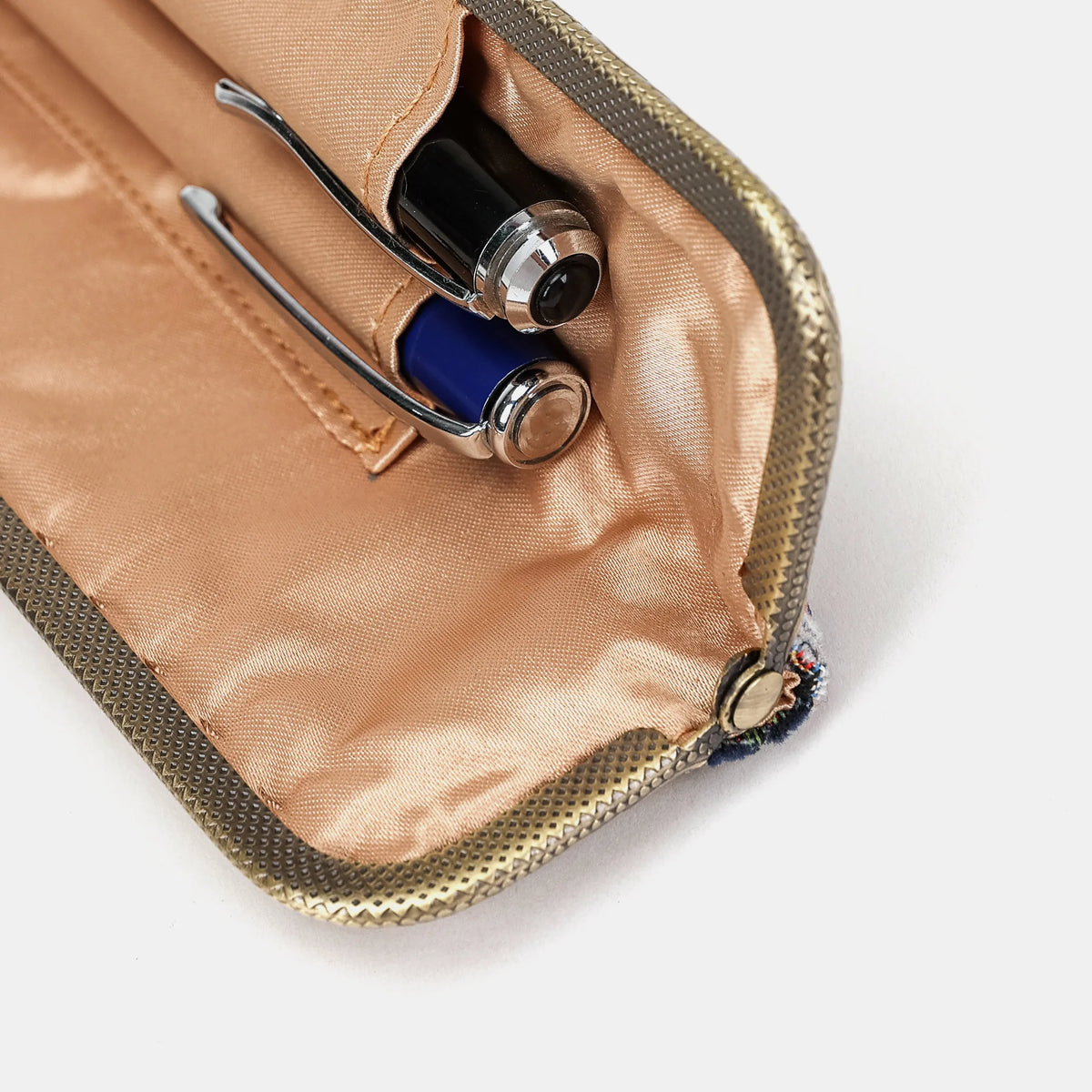 Oriental Navy Duo Pen Case Carpetbag of America detail
