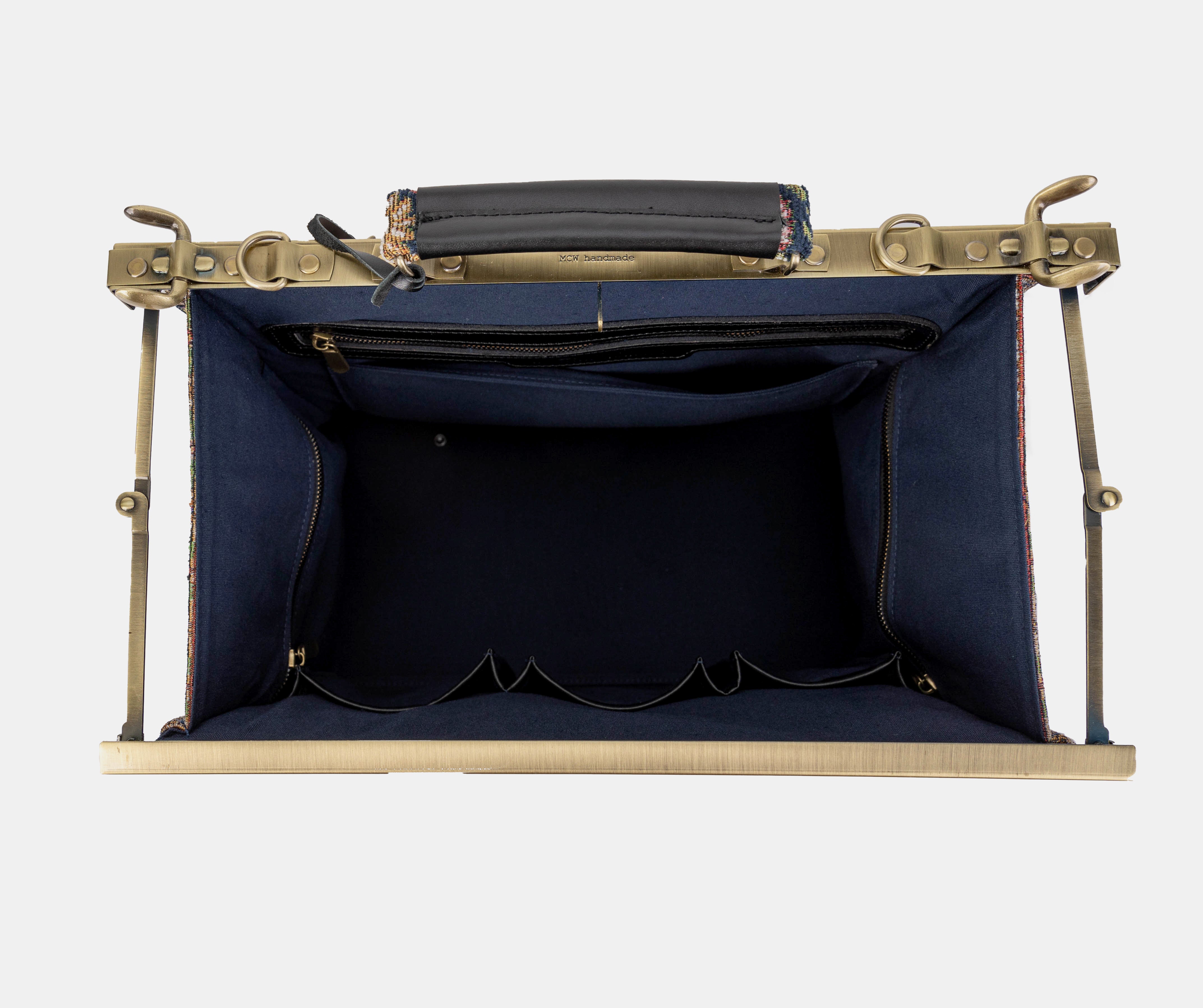 Oriental Navy Genevieve Carpet Gladstone Bag of America inside