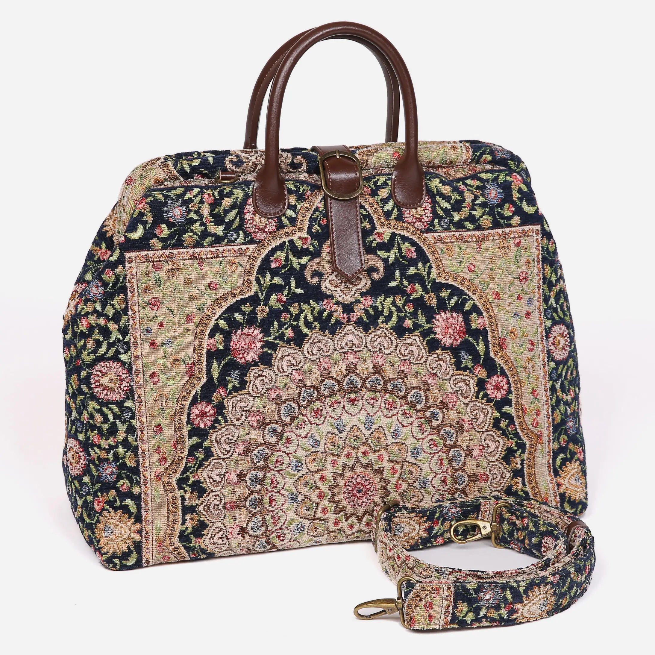 Oriental Navy Mary Poppins Weekender Carpetbag of America with shoulder strap