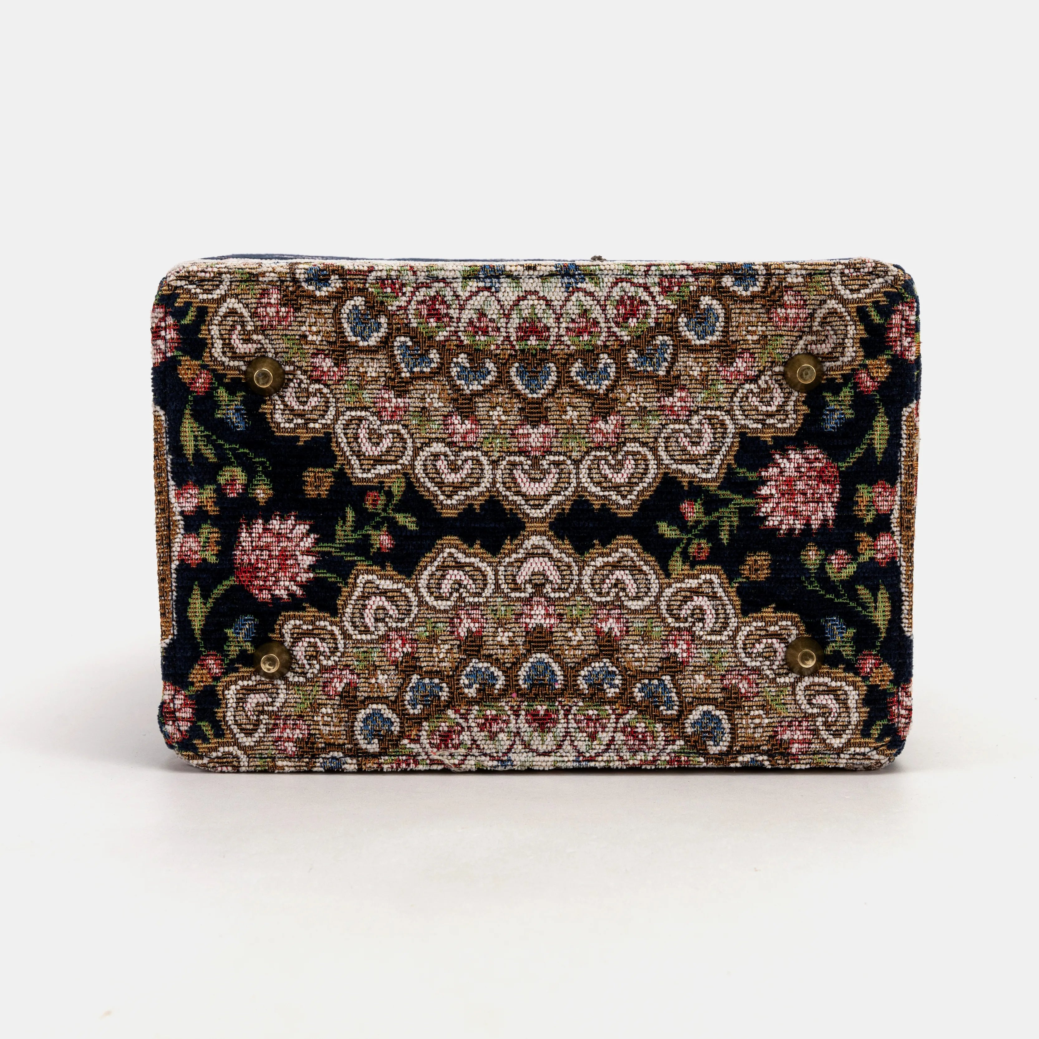 Oriental Navy Vivienne Carpet Purse Gladstone Bag of America bottom