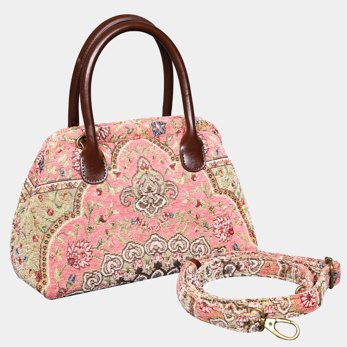 Oriental Pink Carpet Satchel Carpetbag of America with strap